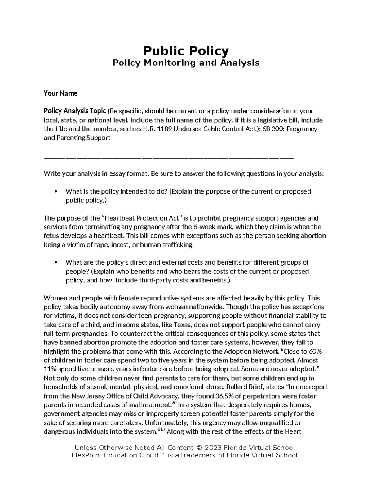 Public policy template - Public Policy Policy Monitoring and Analysis ...