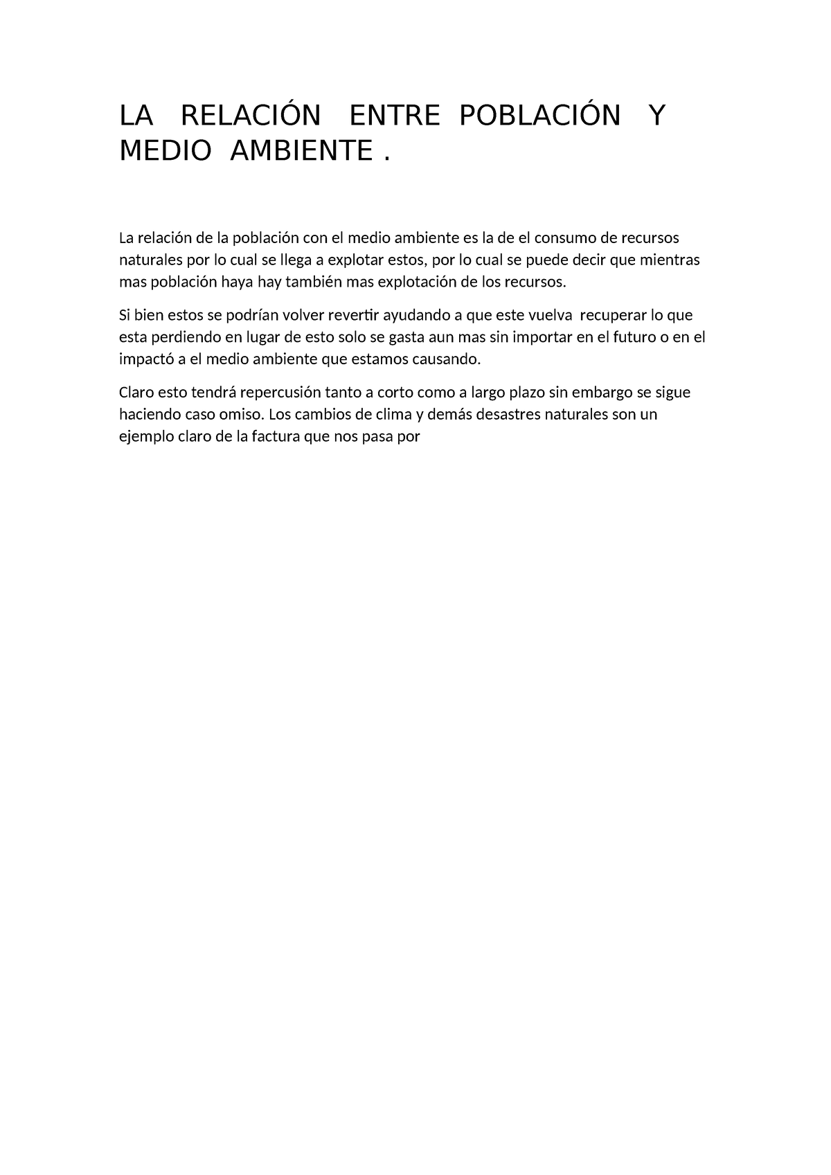 Documento 1 La Relacion Entre La Poblacion Y El Medio Ambiente La RelaciÓn Entre PoblaciÓn 2589