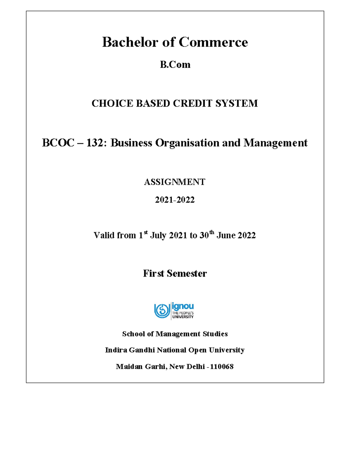 BCOC-132 English 2021-22 - Bachelor Of Commerce B CHOICE BASED CREDIT ...