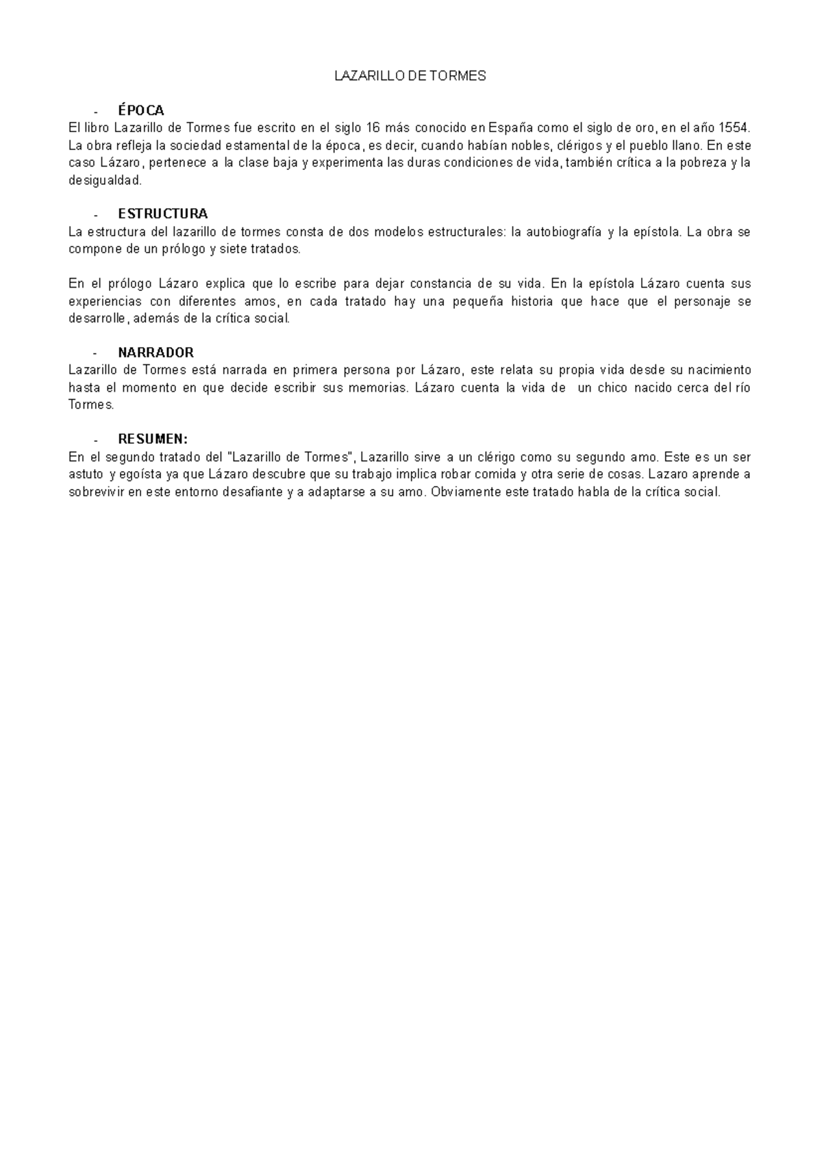 Lazarillo DE Tormes - huu - LAZARILLO DE TORMES - ÉPOCA El libro ...