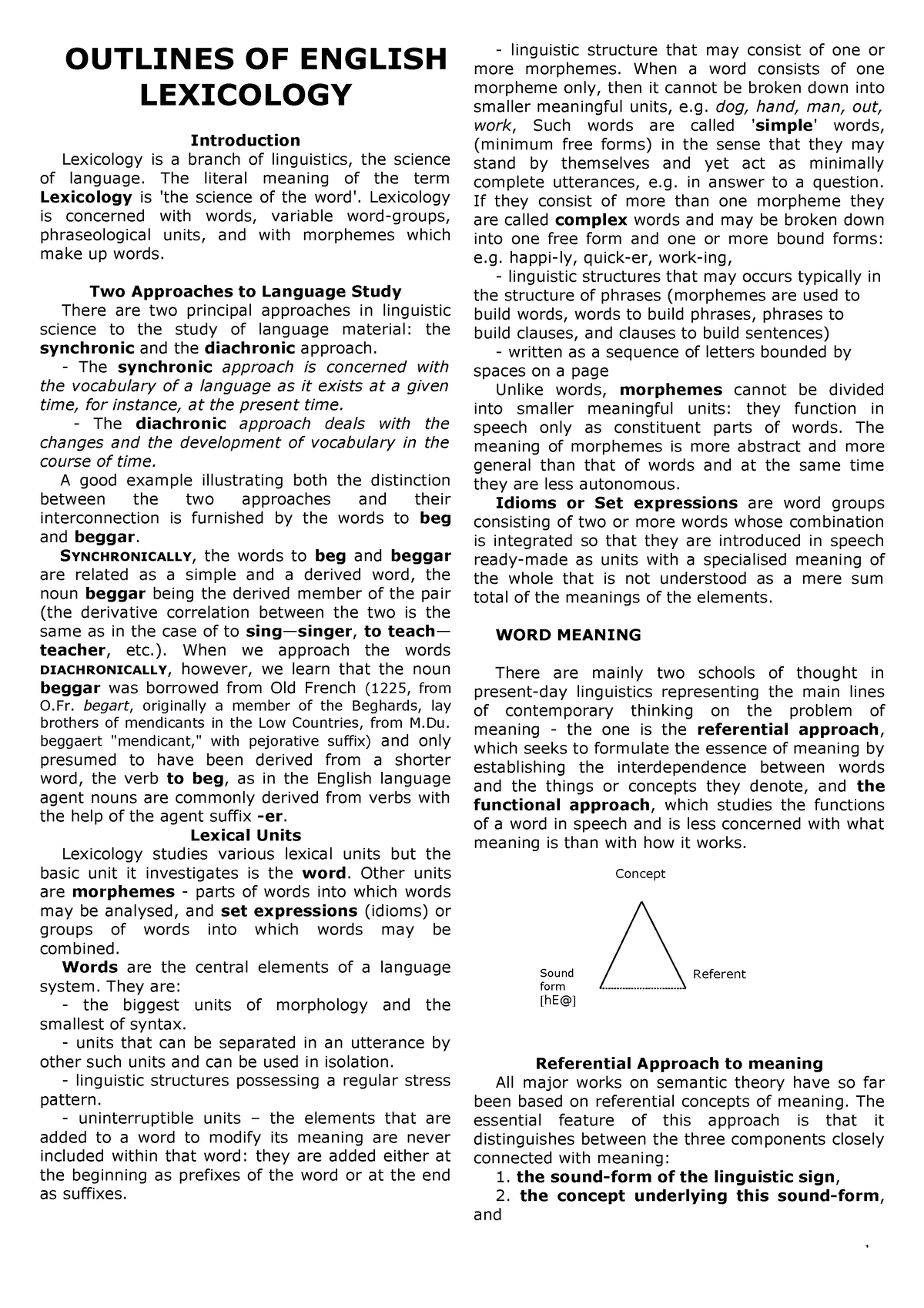 Tiếng Anh Chuyên - OUTLINES OF ENGLISH LEXICOLOGY Introduction ...