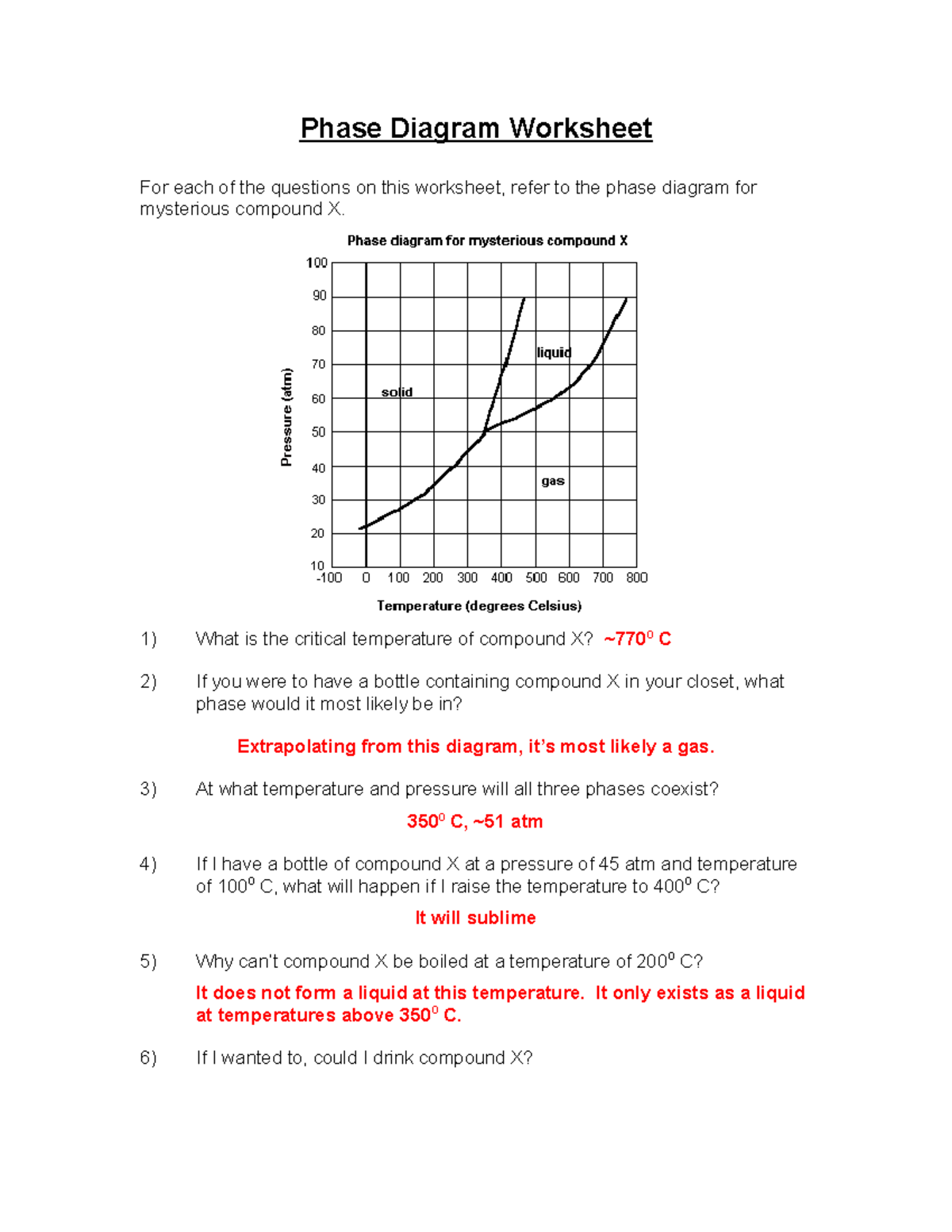 Ch 12 Homework Key - Phase Diagram Worksheet For each of the questions on  this worksheet, refer to - Studocu