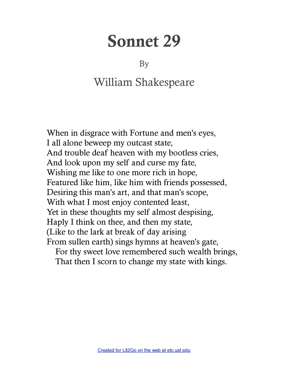 explanation of sonnet 29
