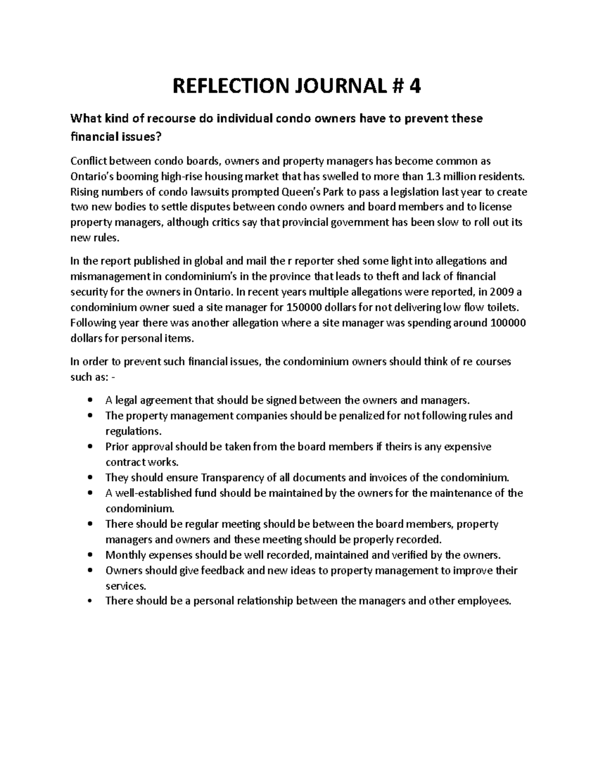 Ref 4 - REFLECTION JOURNAL - REFLECTION JOURNAL # 4 What kind of ...