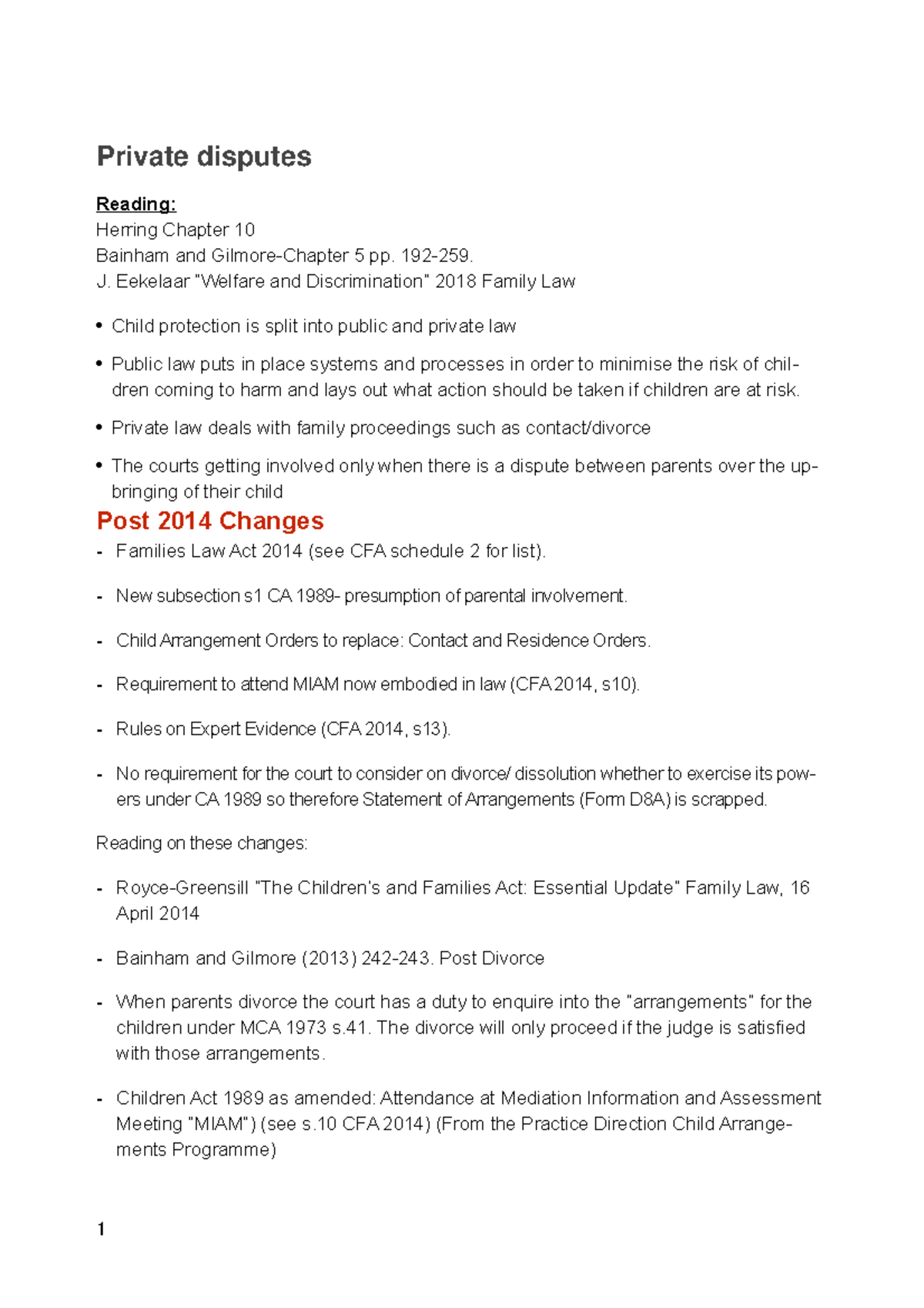 Orders in family law Private disputes Reading Herring Chapter 10
