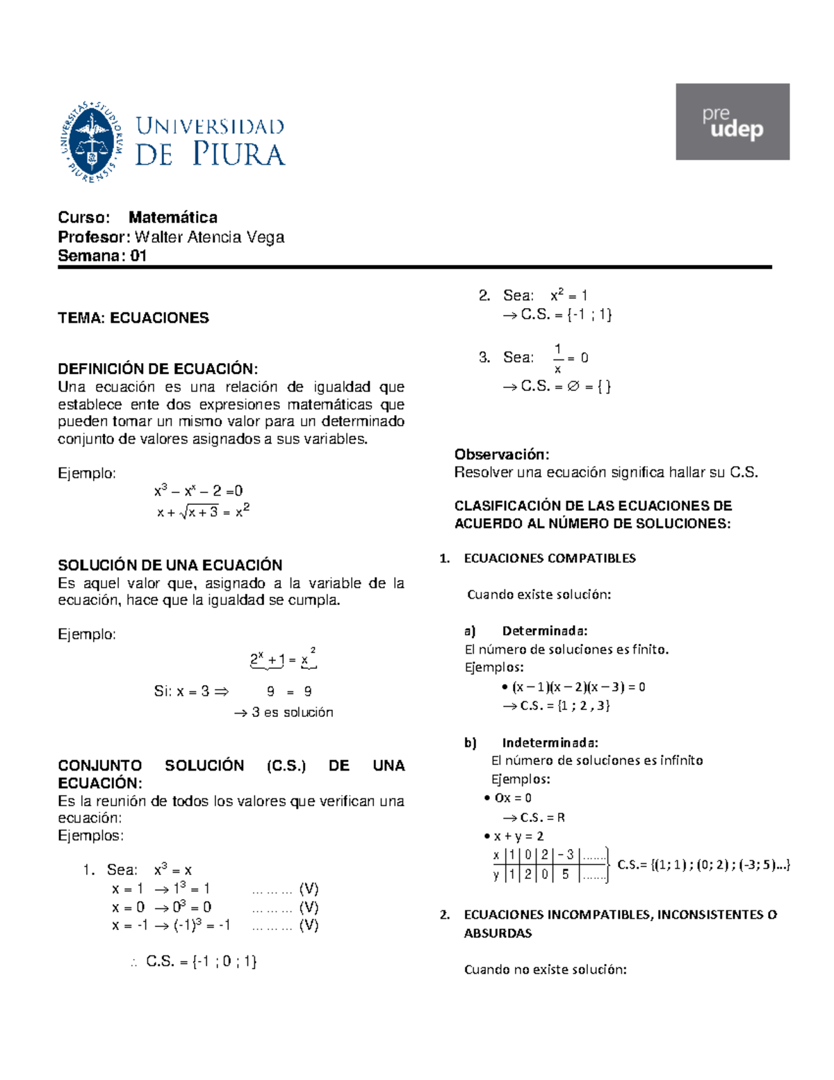 Semana 1 P1 - Matematica - Studocu