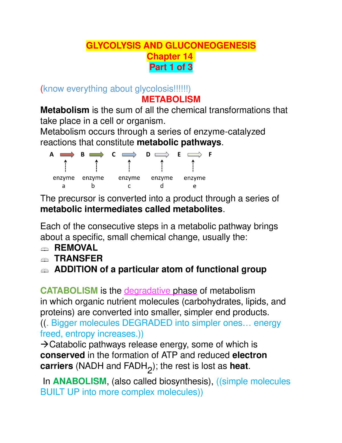 14.1 Glycolysis AND Gluconeogenesis - GLYCOLYSIS AND GLUCONEOGENESIS ...