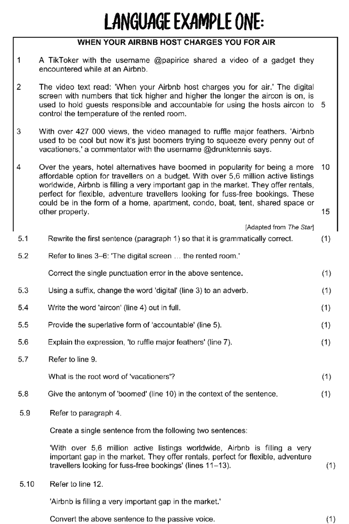 Language - ENGL1001 - LANGUAGE EXAMPLE ONE: MEMO MEMO LANGUAGE EXAMPLE ...