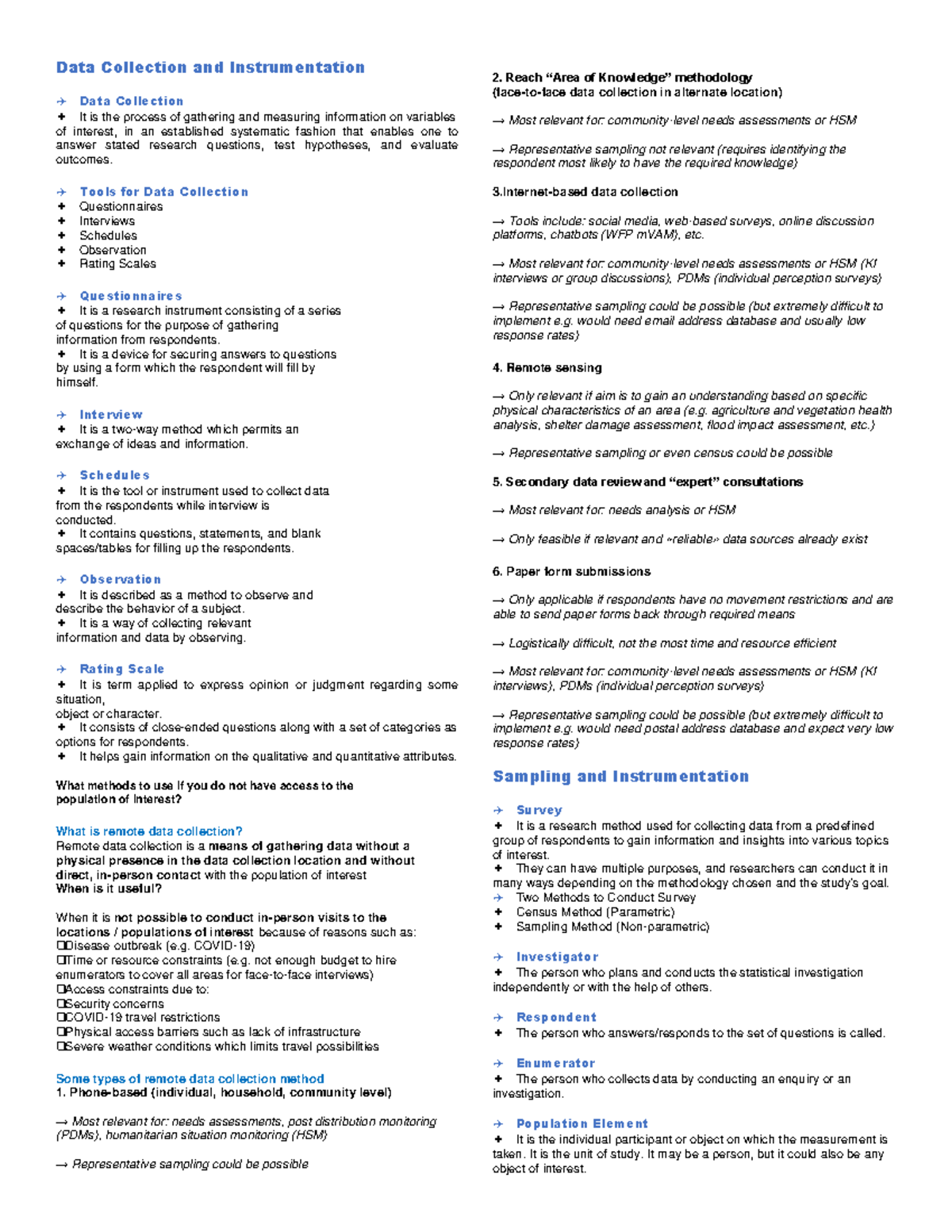 STAT012 Notes WEEK 1 - Data Collection and Instrumentation Data ...