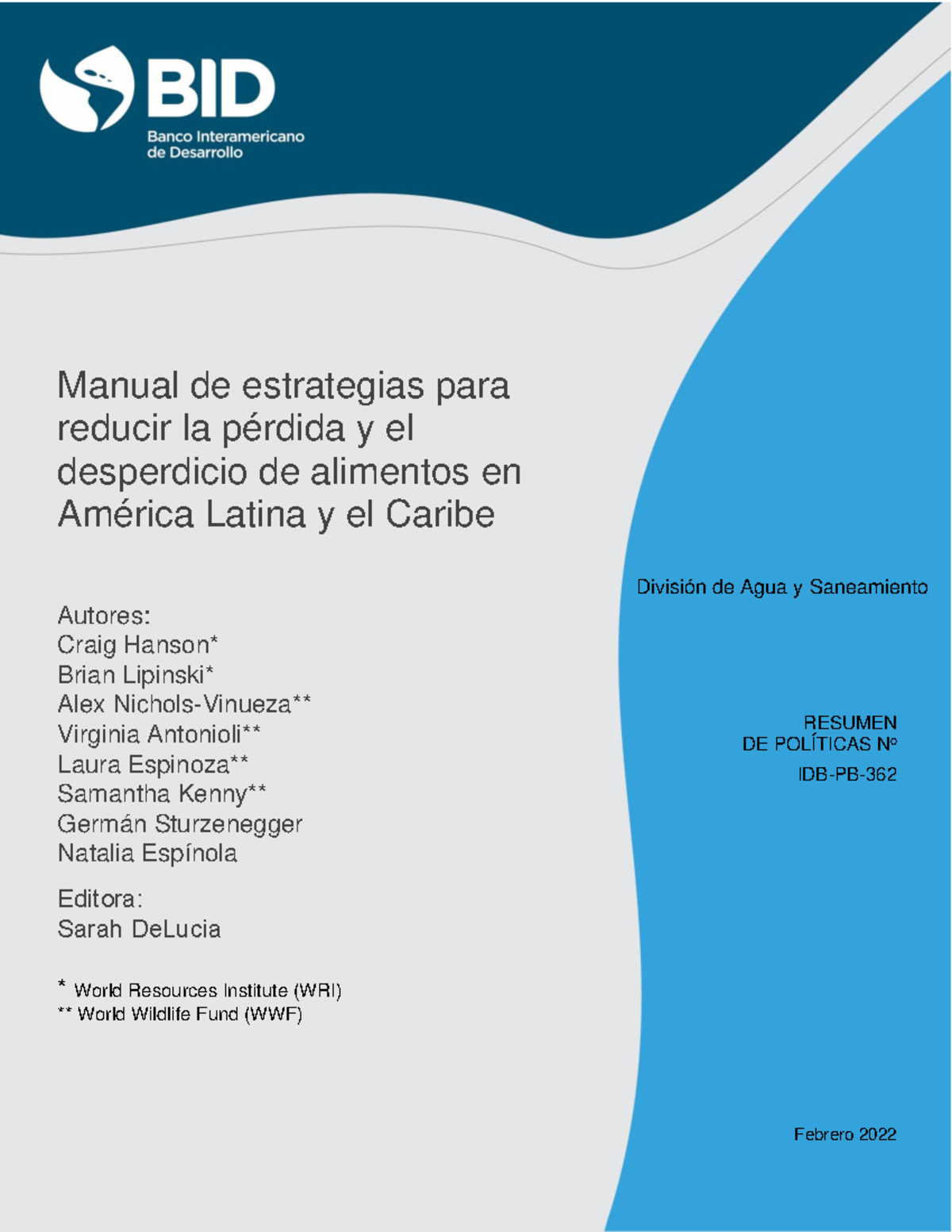 Manual de estrategias para reducir la perdida y el desperdicio de ...
