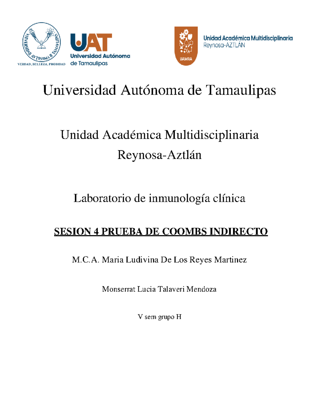 Sesion 4 Prueba DE Coombs Indirecto Universidad Autónoma de