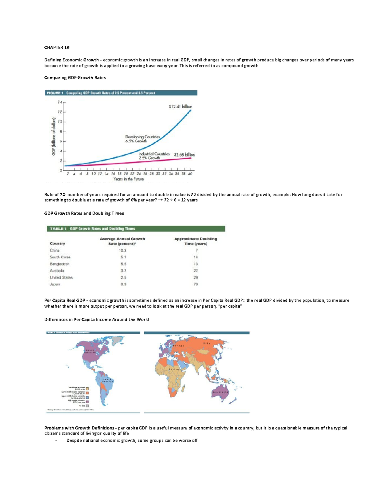 Part 2 notes - CHAPTER 16 Defining Economic Growth - economic growth is ...