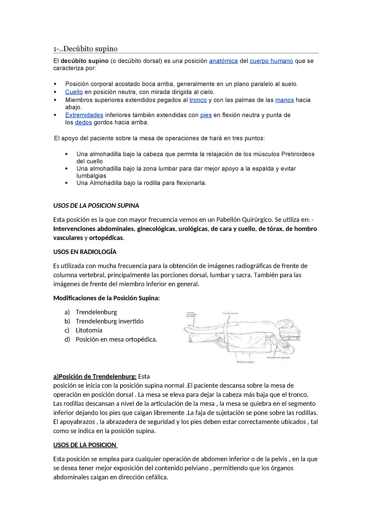 Posiciones Del Px - 1-.úbito Supino El Decúbito Supino (o Decúbito 