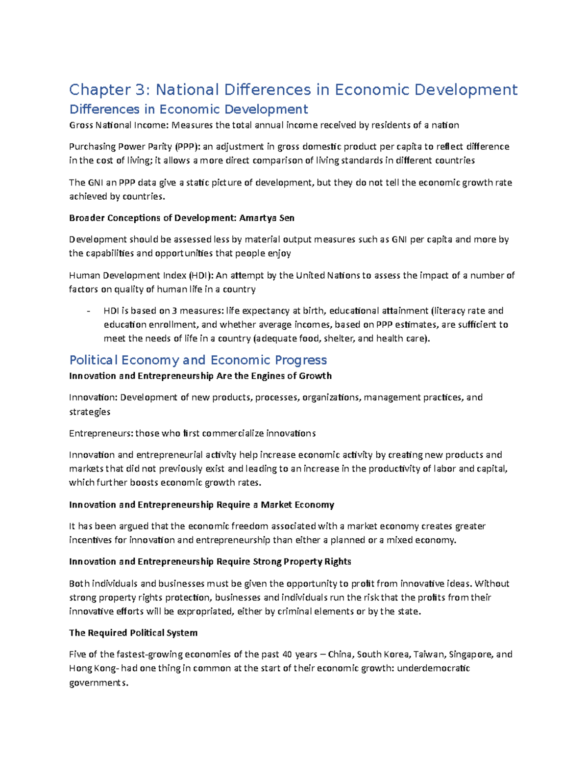 Chapter 3 National Differences In Economic Development - Chapter 3 ...