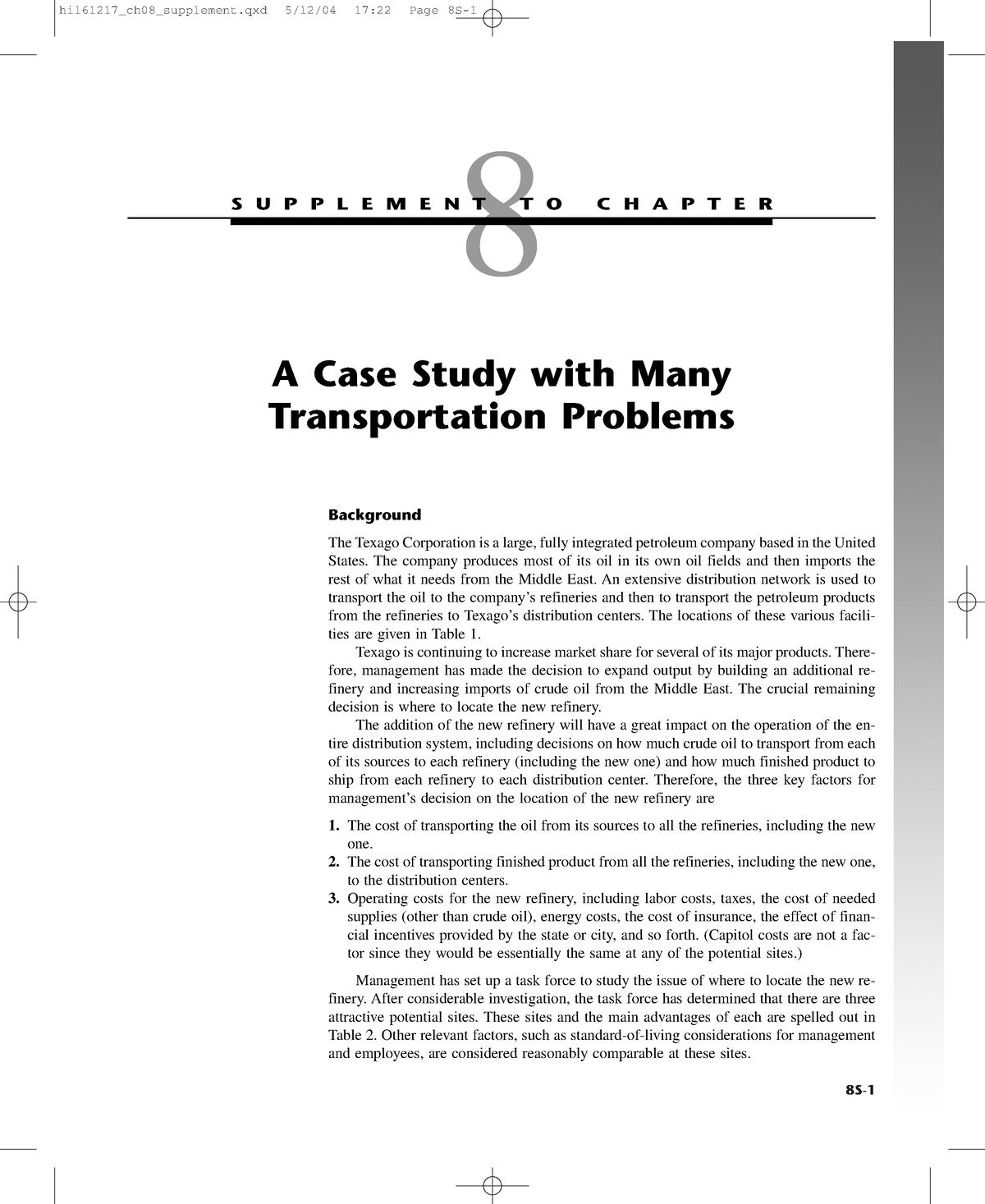 case study on transportation problem