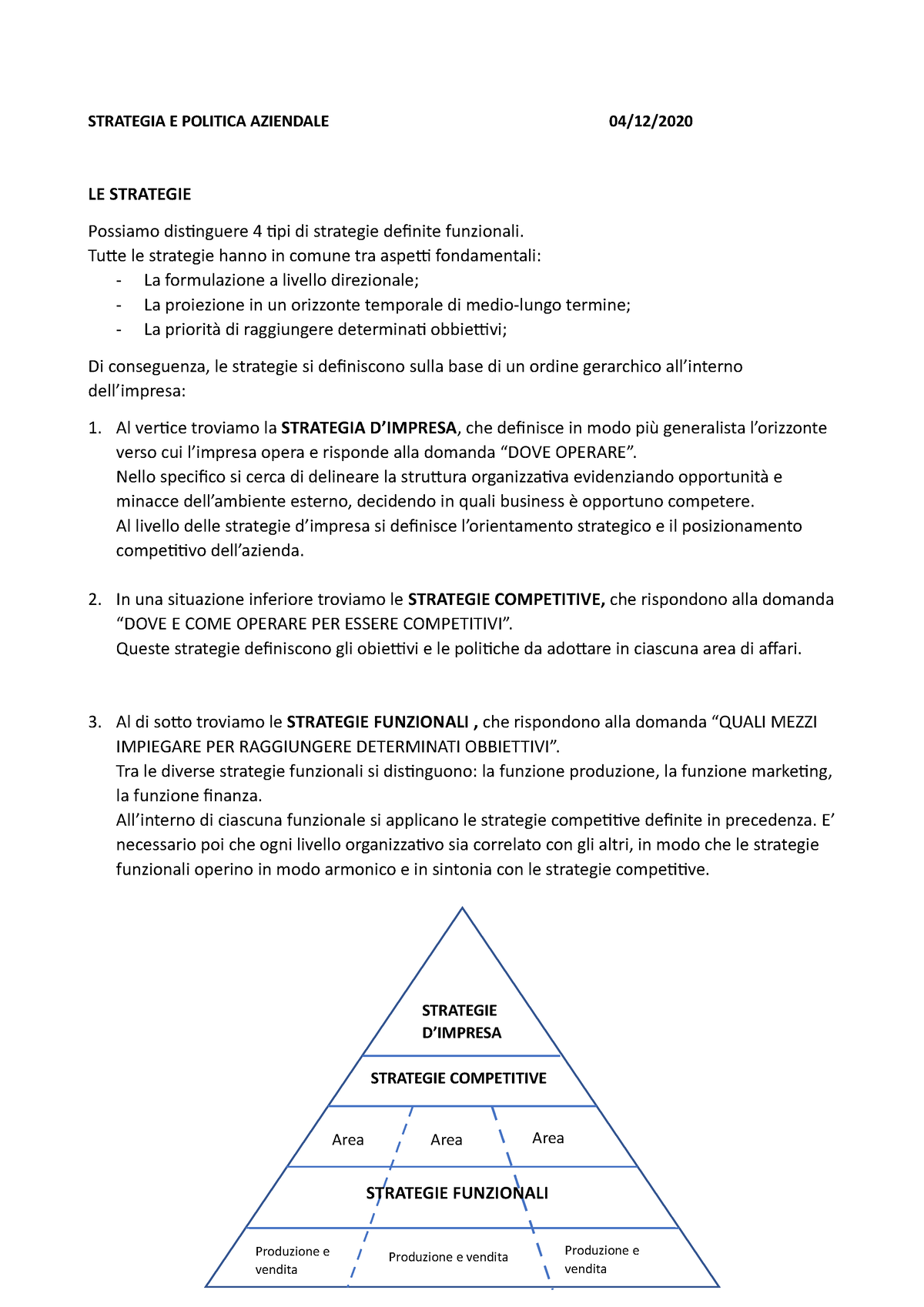 Lezione Del 04-12-2020 - STRATEGIA E POLITICA AZIENDALE 04/12/ LE ...