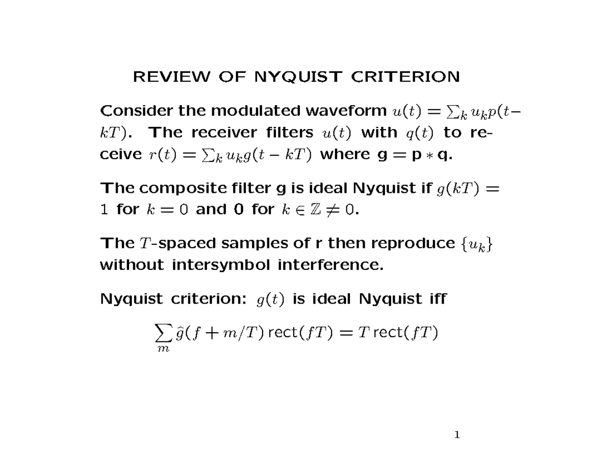 Topic 13 - iouoyhghk - REVIEW OF NYQUIST CRITERION Consider the ...