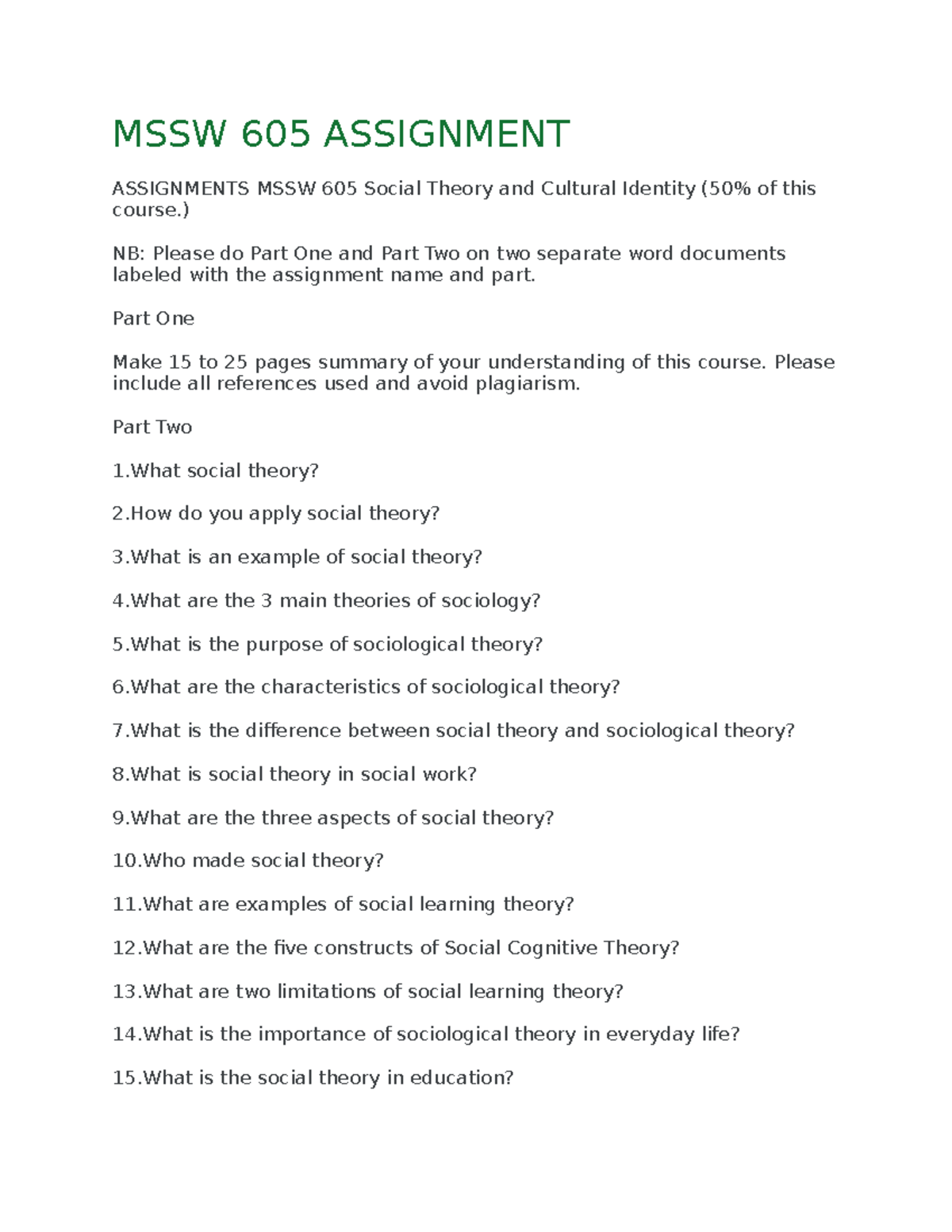 MSSW 605 Asignment - data analysis - MSSW 605 ASSIGNMENT ASSIGNMENTS ...