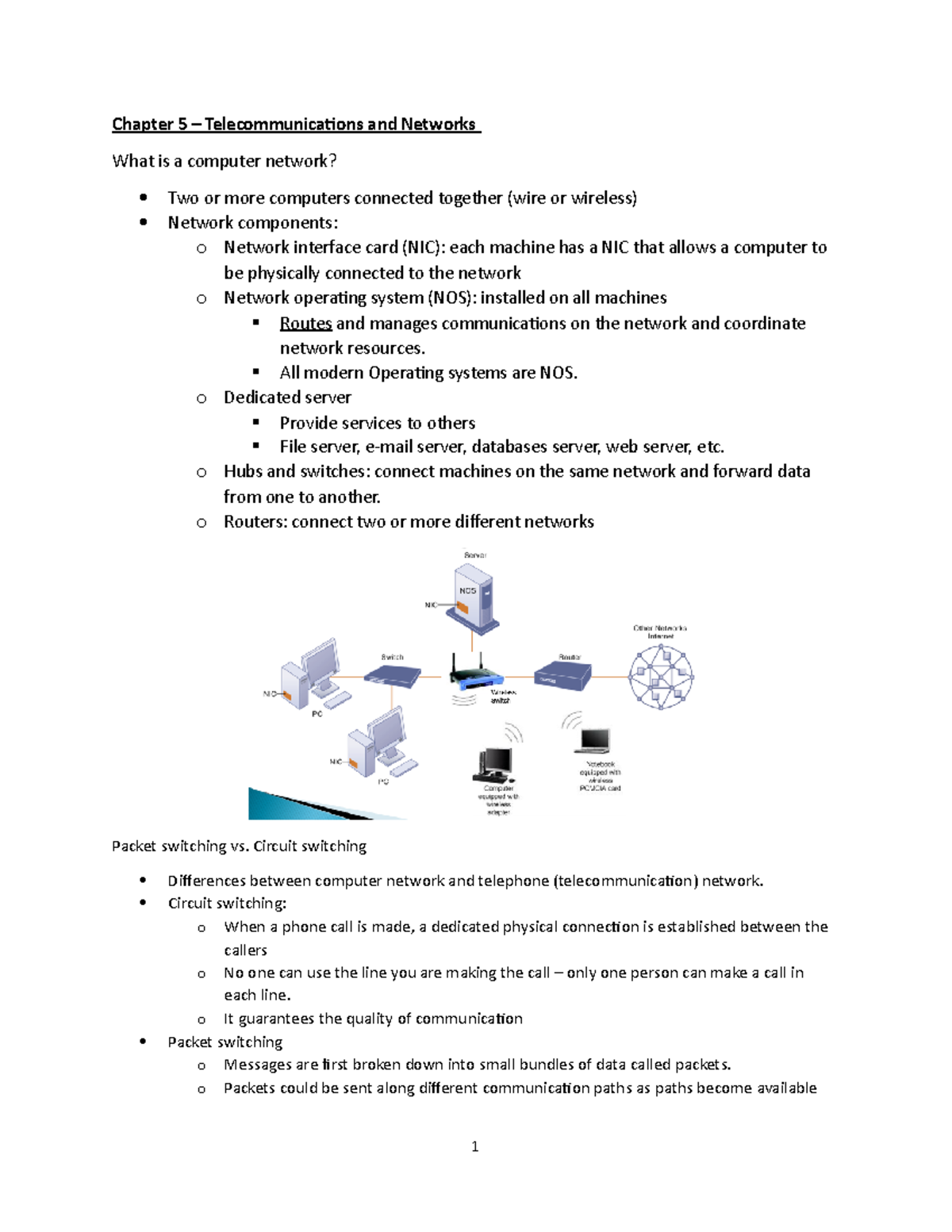 CS Final Review - Notes from Class Lectures - Chapter 5 ...