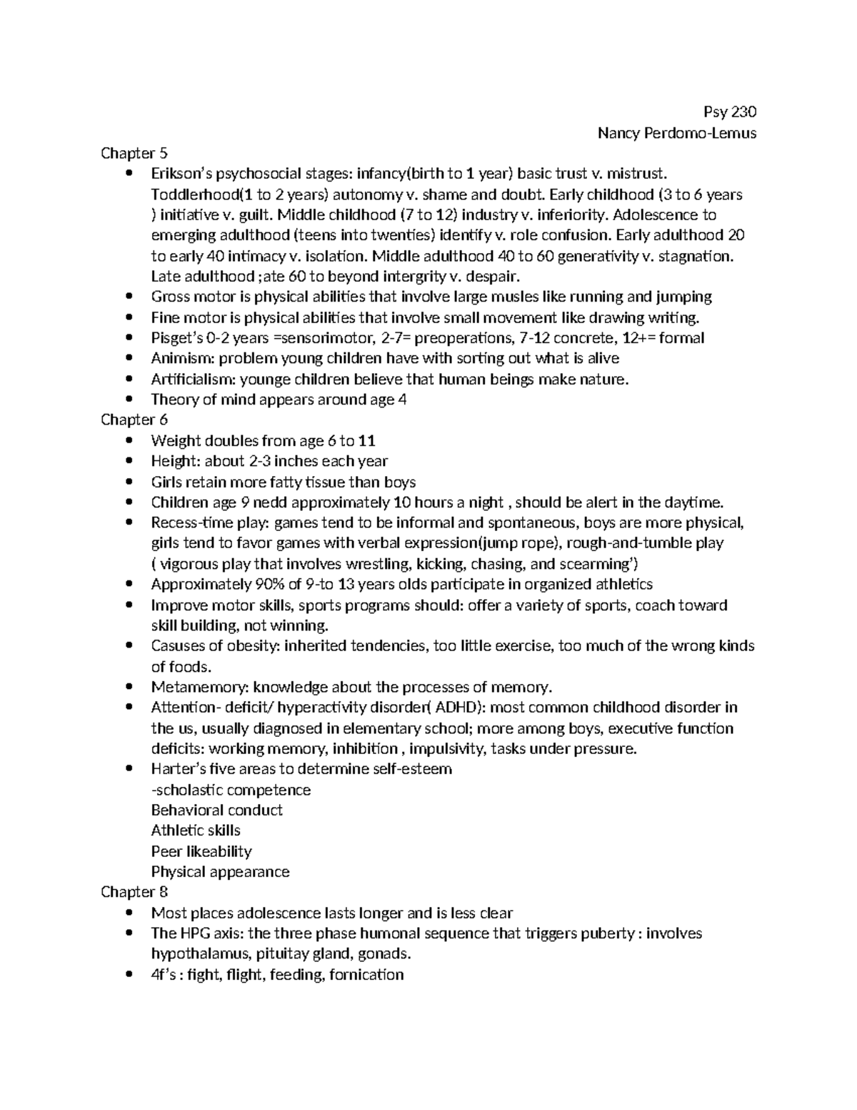 Psy 230 exam 2 cheat cheat - Psy 230 Nancy Perdomo-Lemus Chapter 5 ...