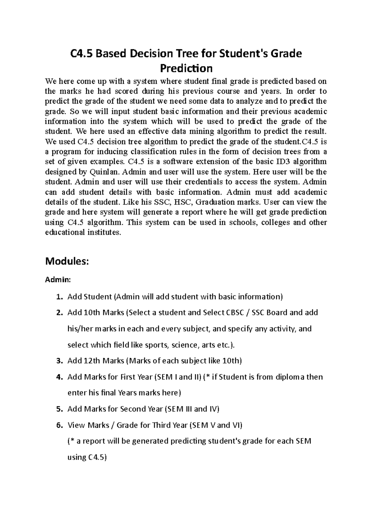 C4.5 Based Decision Tree for Student's Grade Prediction - C4 Based ...
