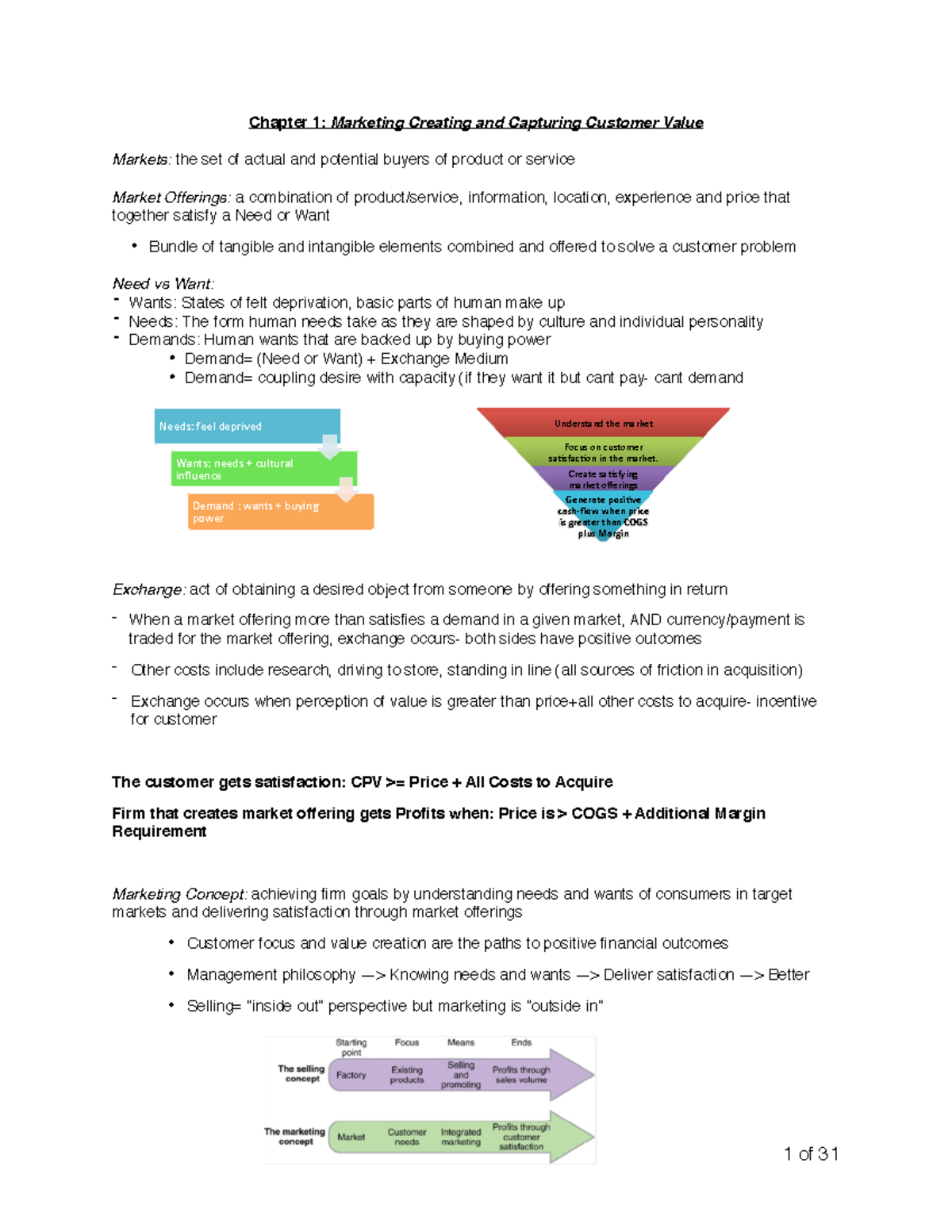 Combined Marketing Mid Term Study Guide - Chapter 1: Marketing Creating ...
