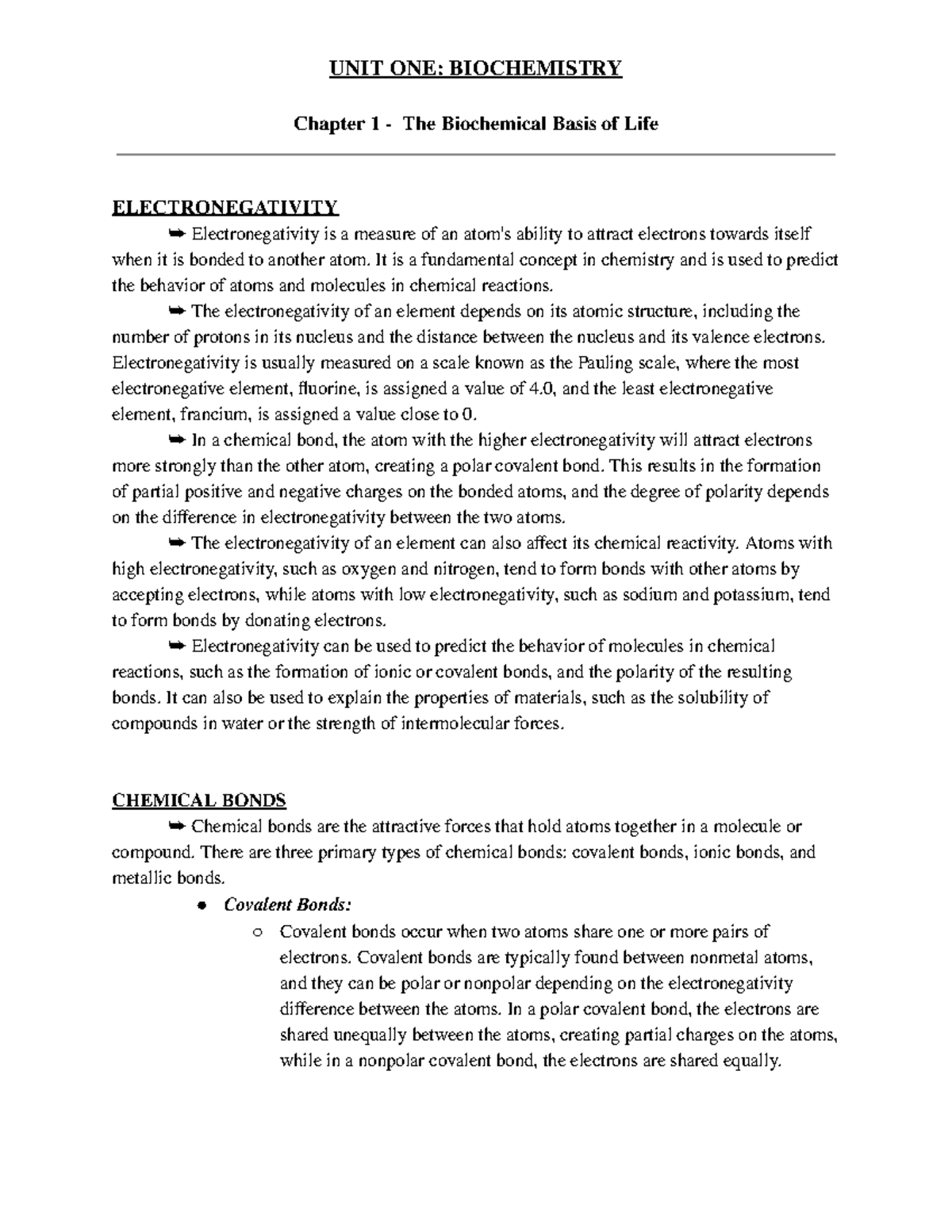 Biochemistry Chapter 1 Section 1 Atomic Structure Pt 4 - UNIT ONE ...