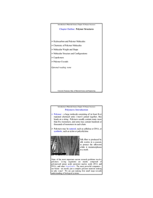 UNIT I - Polymer Chemistry - UNIT I POLYMER CHEMISTRY Introduction ...