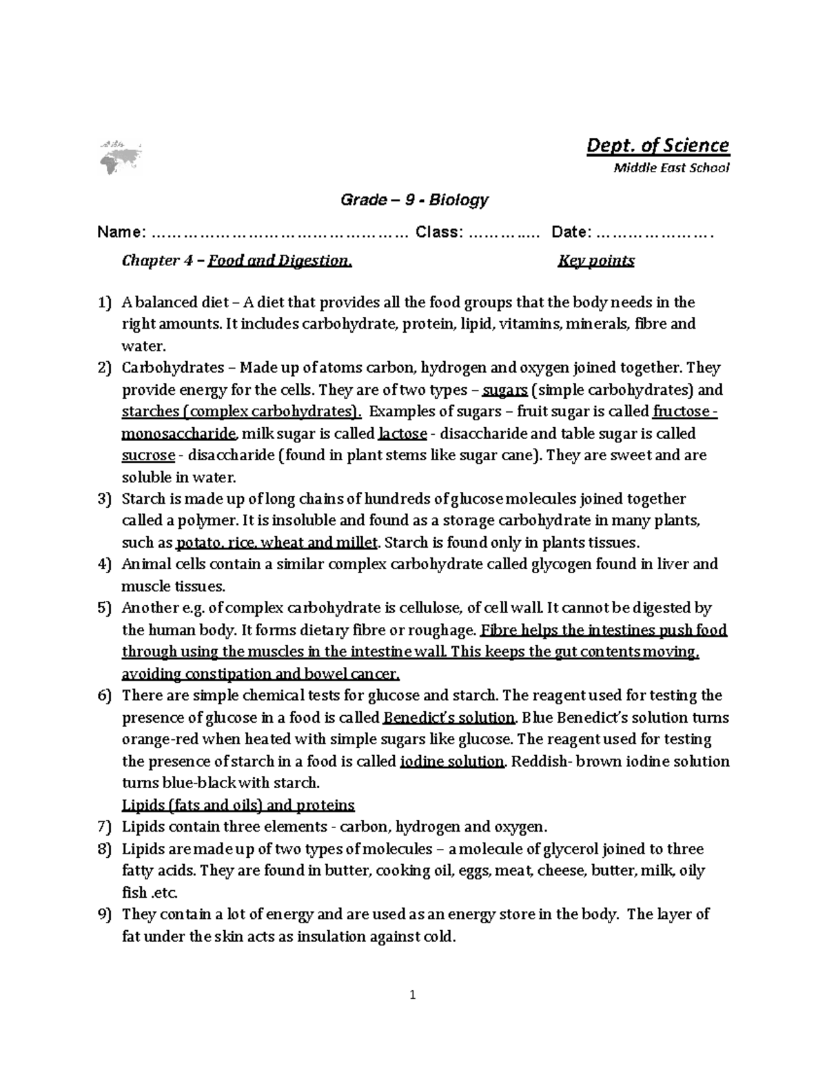 Igcse Biology Ch 1 Life Process Summary Points 1 Dept Of Science Middle East School Grade 9 Igcse Biology Ch 1 Life Process Summary Points 1 Dept Of Science Middle East School Grade 9