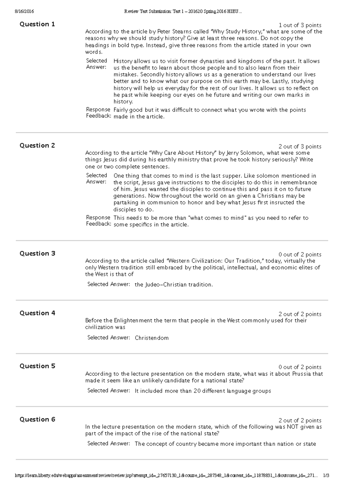 HIEU 202 Test 1 2 3 HIEU 202 test 1 2 3 Question 1 According to the