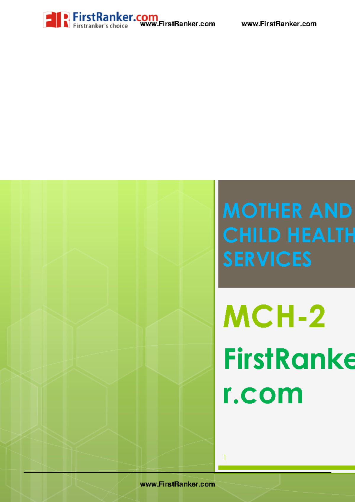 MBBS Notes Fourth Year Community Medicine Mother AND Child Health CARE 2 fr 9 First Ranker Studocu