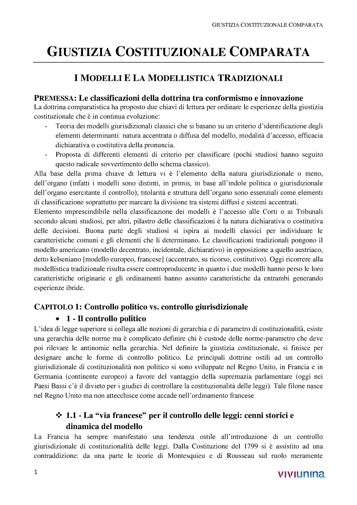 Riassunto Giustizia Costituzionale Comparata Parte I I Modelli Fino A Pag Giustizia 