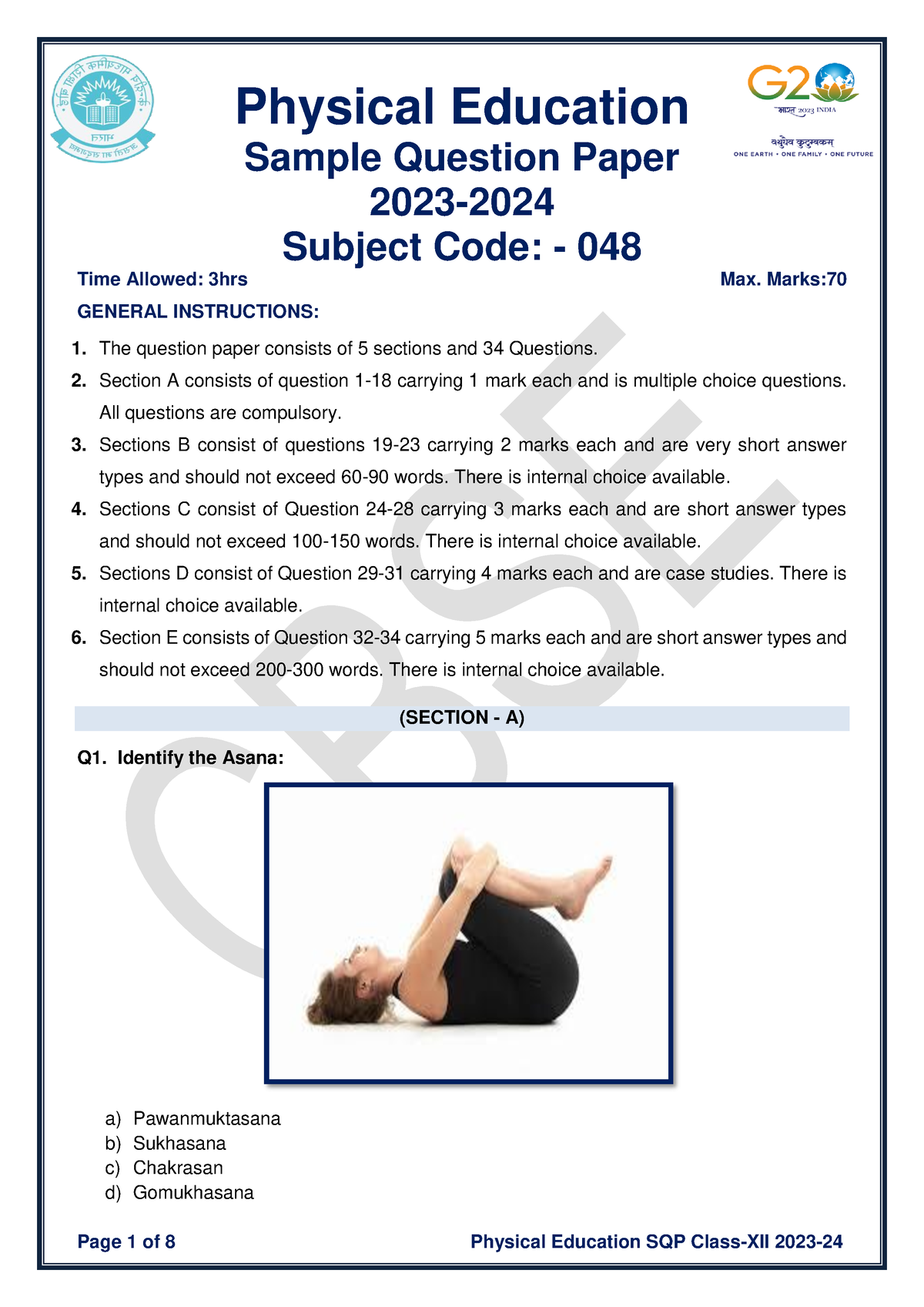 Physical Education SQP Physical Education Sample Question Paper 2023   Thumb 1200 1697 