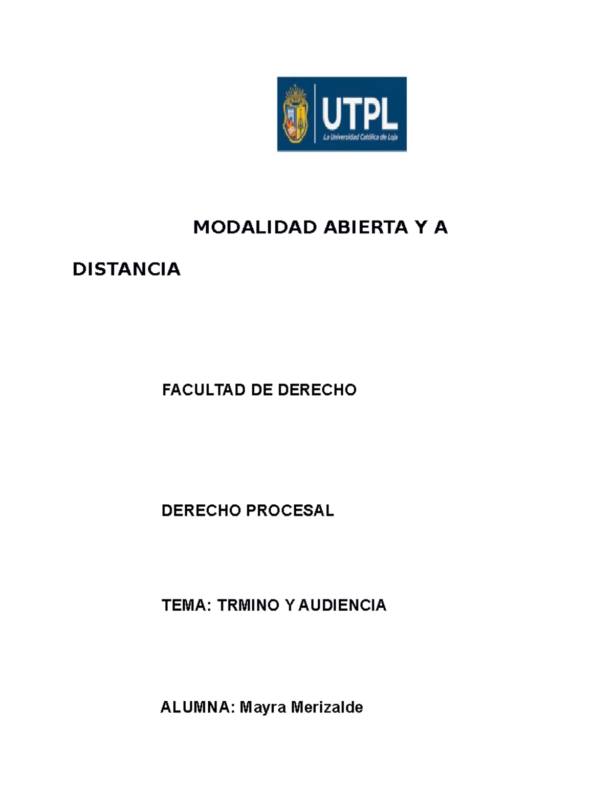 Termino Y Audiencia - MODALIDAD ABIERTA Y A DISTANCIA FACULTAD DE ...