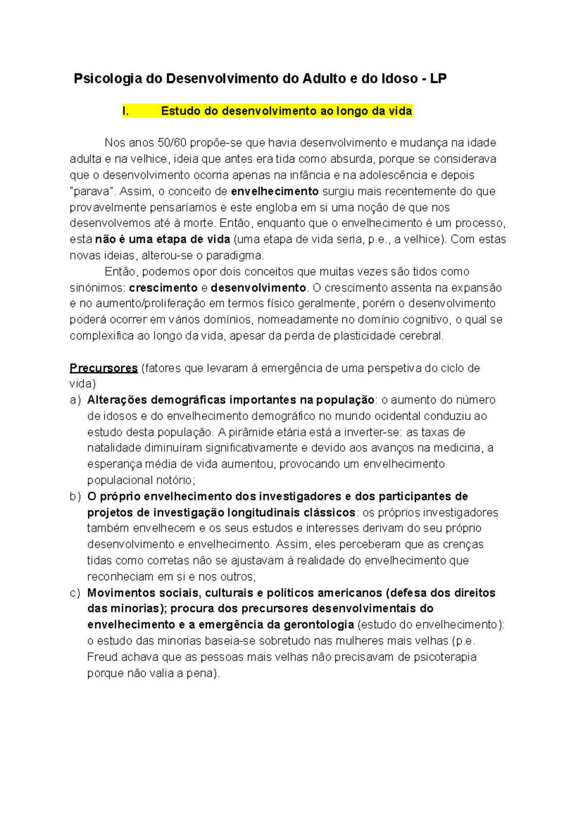 Sebenta PDAI, Parte 1 - Psicologia do Desenvolvimento do Adulto e do ...