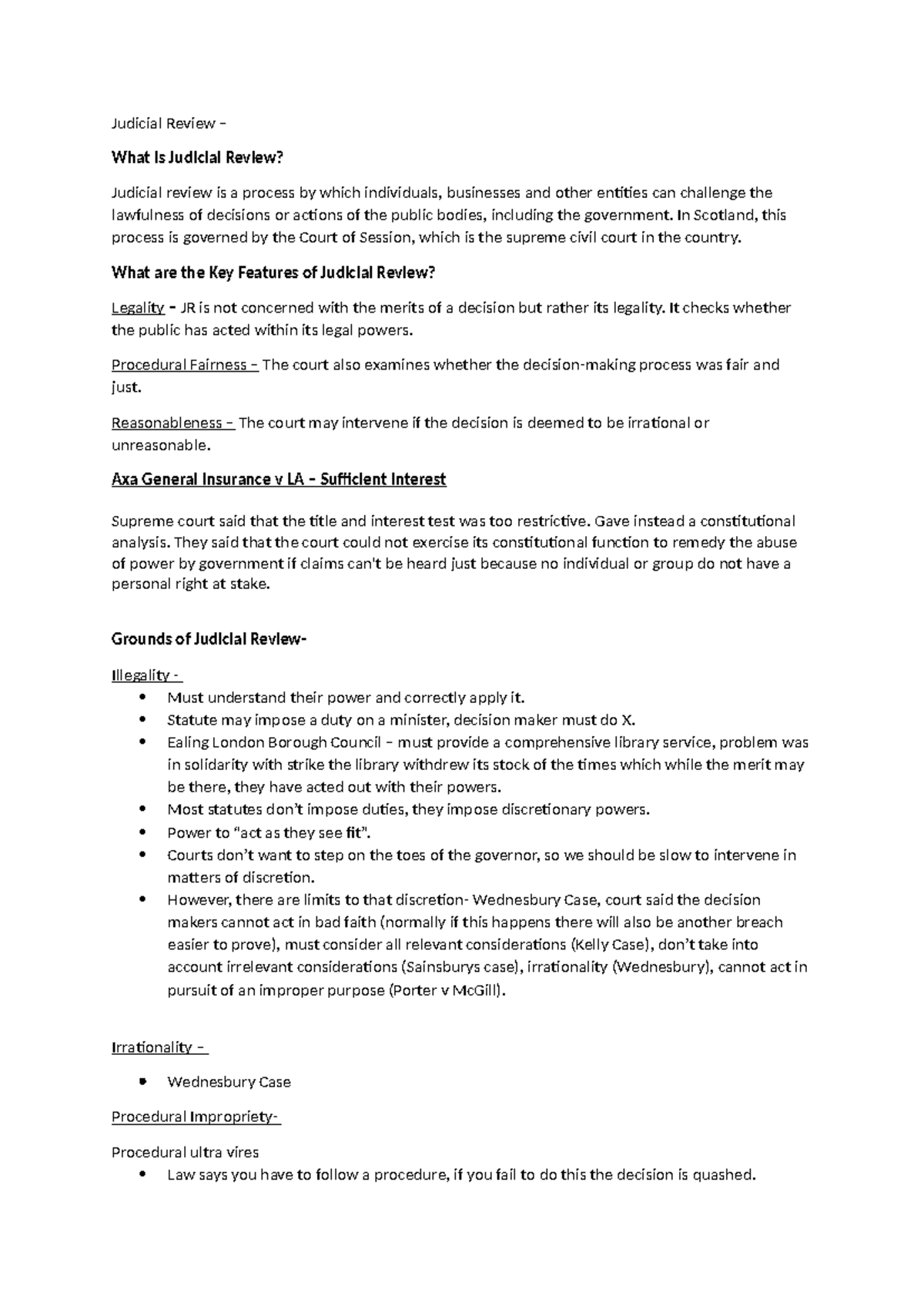 Judicial Review - notes - Judicial Review – What is Judicial Review ...