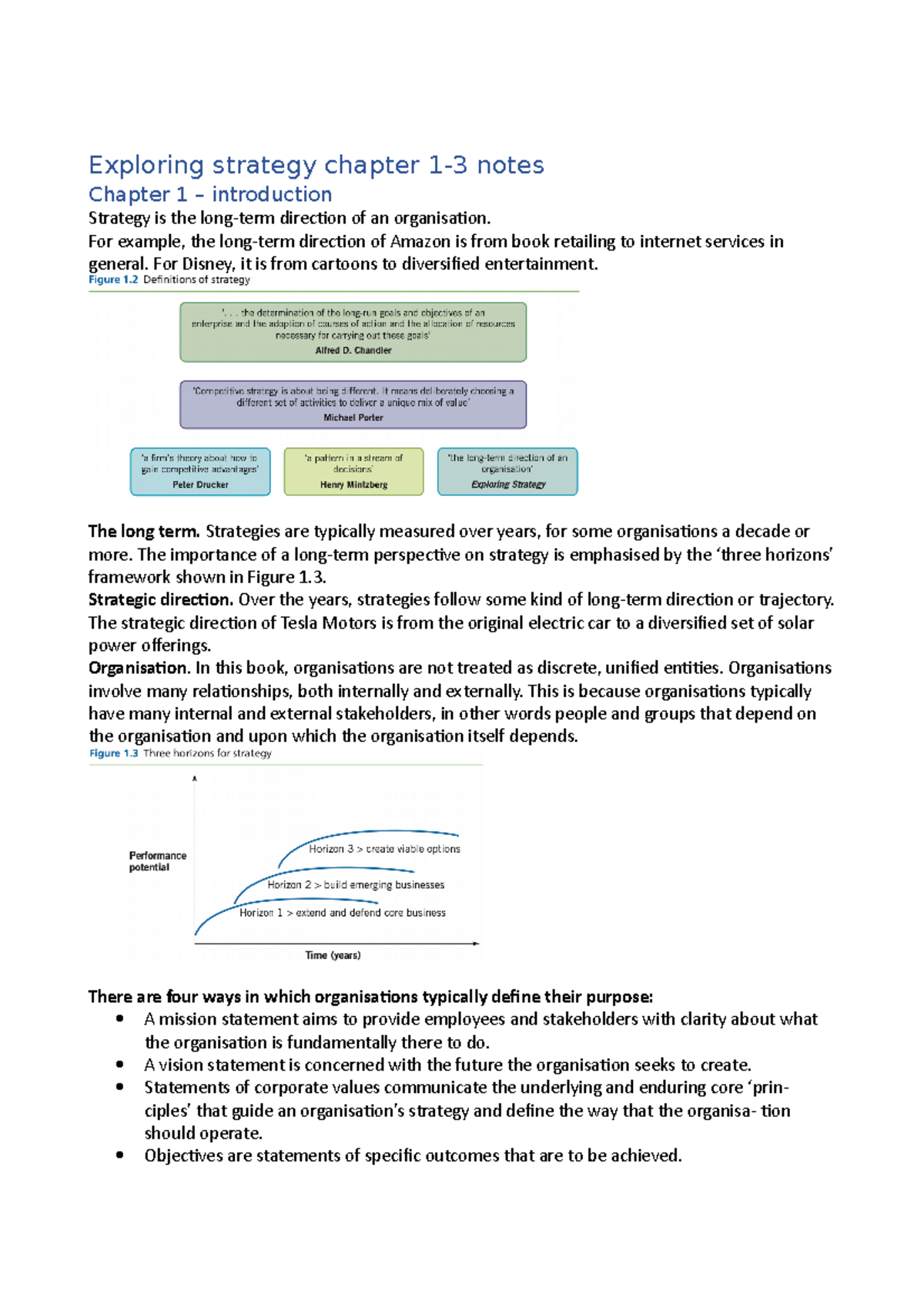 Exploring Strategy Notes Chapter 1-3 - Exploring Strategy Chapter 1-3 ...