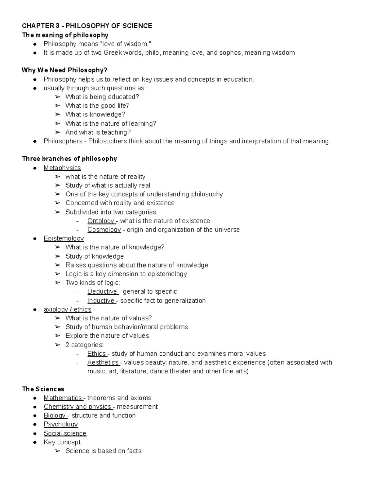 Philosophy of science - CHAPTER 3 - PHILOSOPHY OF SCIENCE The meaning ...