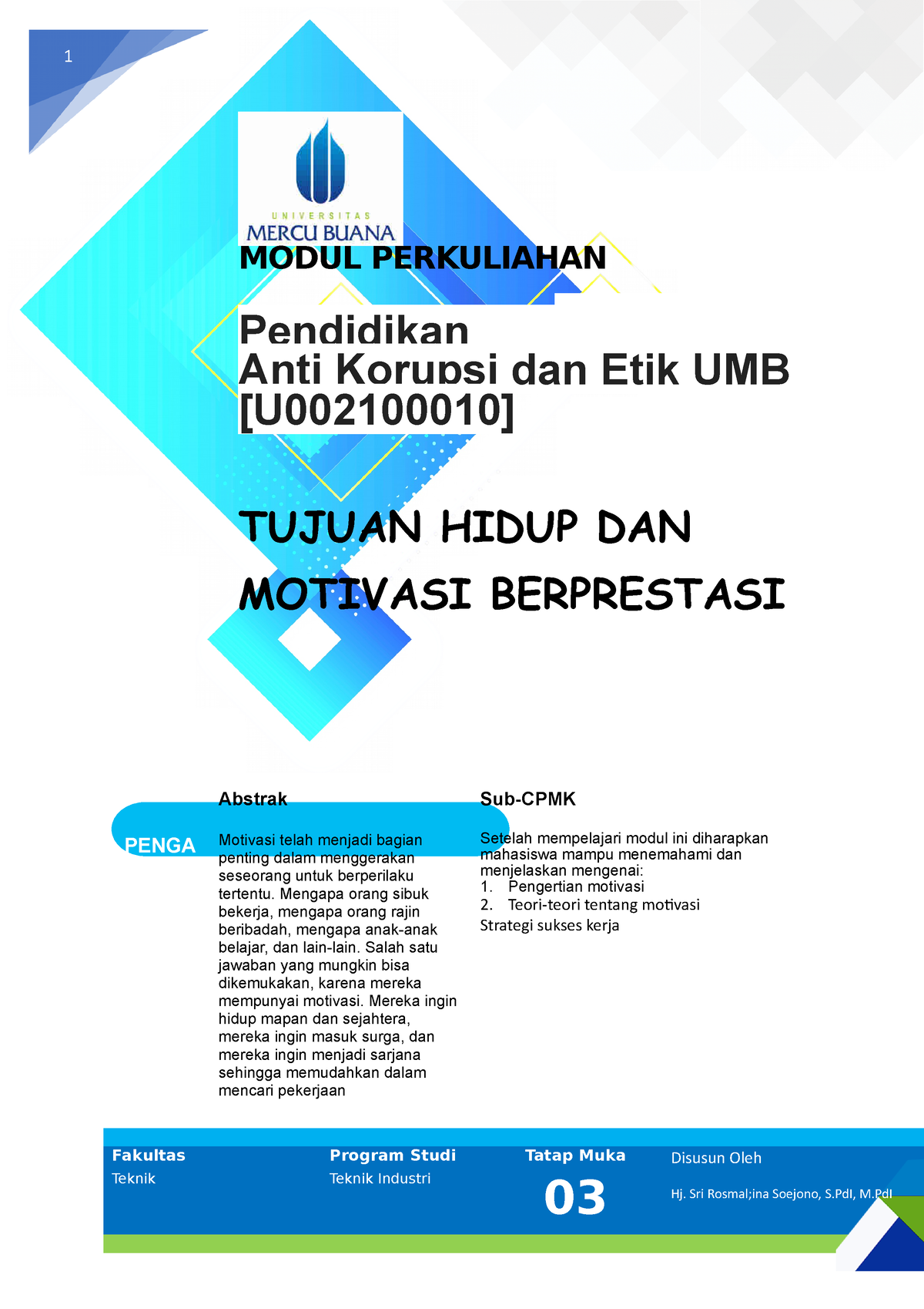 Modul Pendidikan Anti Korupsi Dan Etik UMB [TM3] - 1 MODUL PERKULIAHAN ...