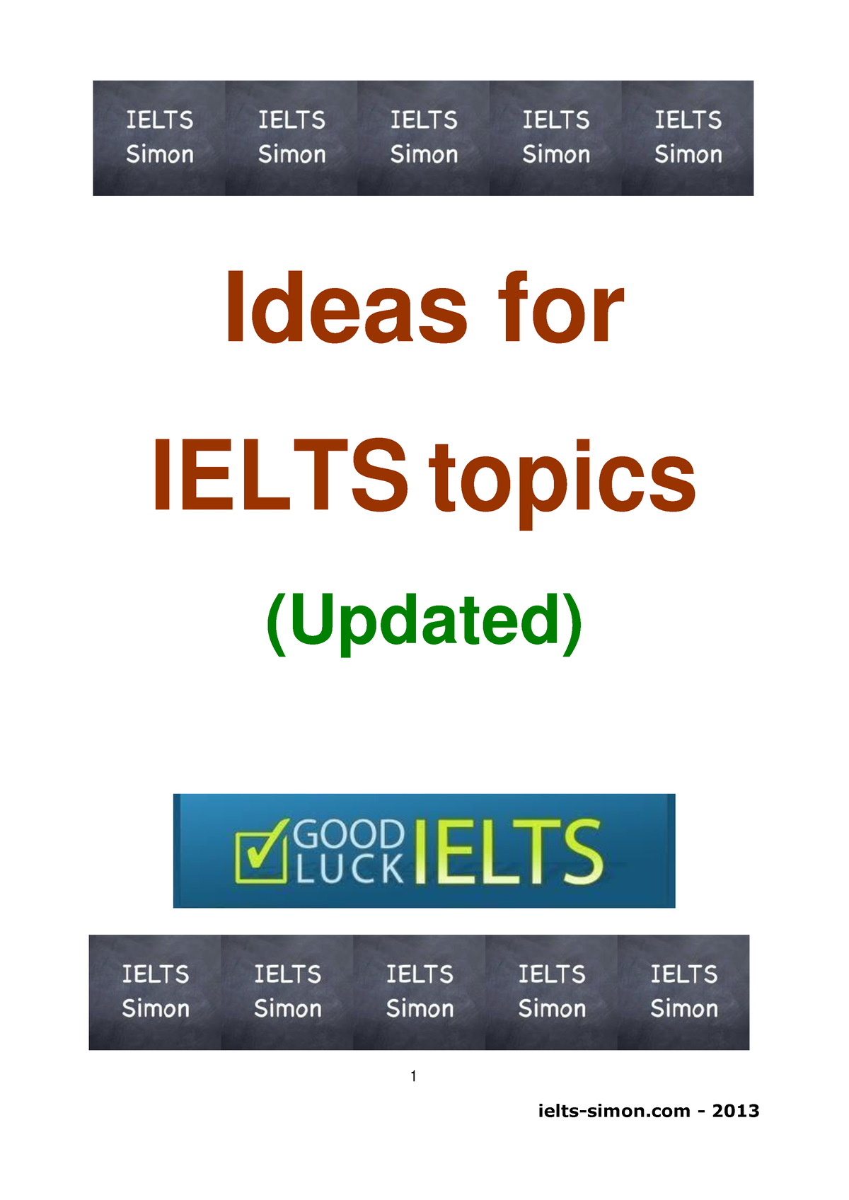 Update topic. Simon IELTS. IELTS topics. Simon IELTS pdf. Ideas for IELTS topics pdf.