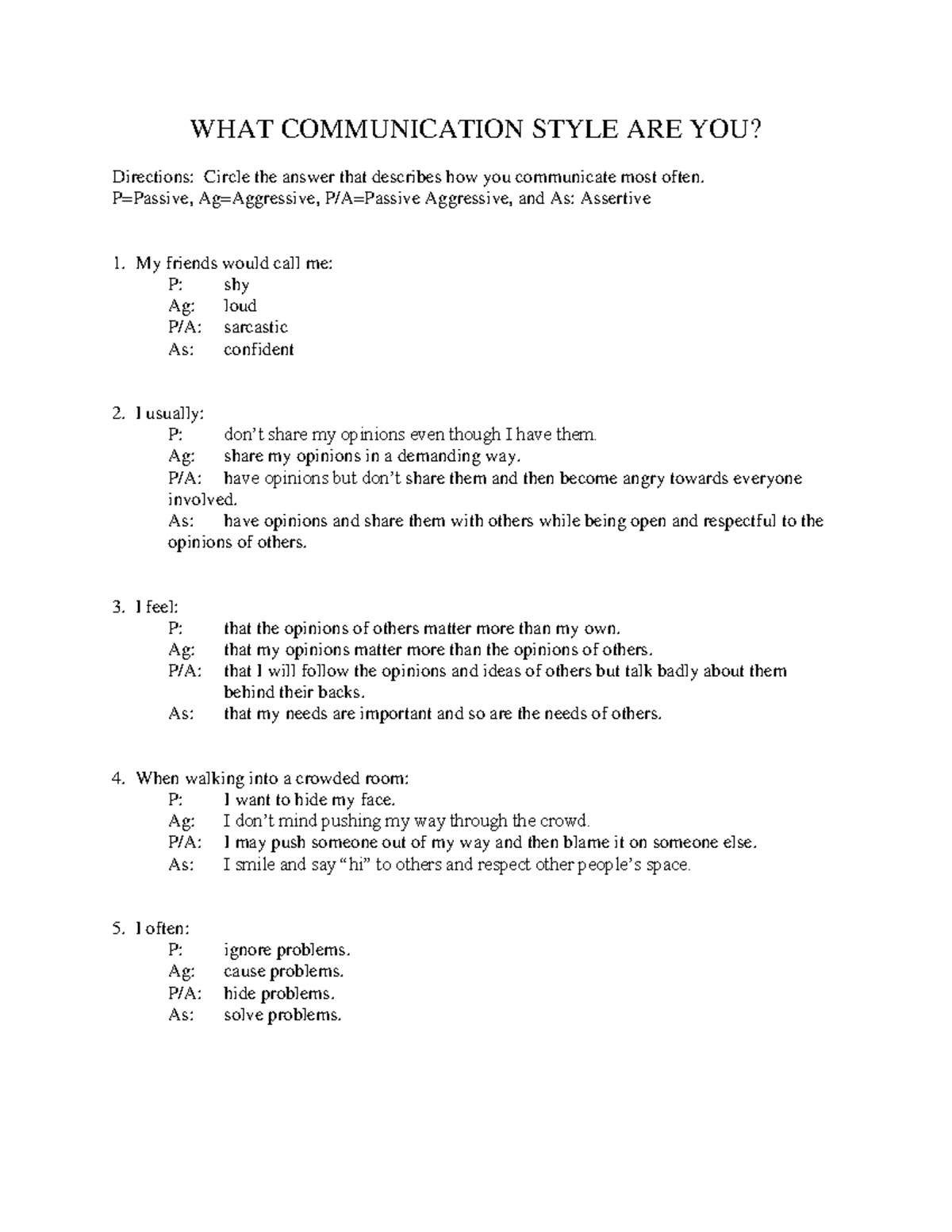 Assertive-communication-quiz - WHAT COMMUNICATION STYLE ARE YOU ...