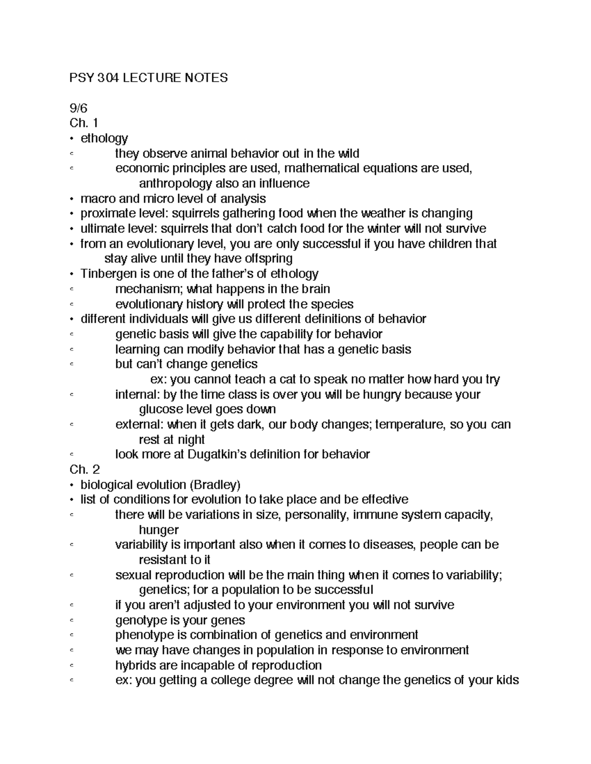 PSY 304 Lecture Notes - Dr. Escobar - PSY 304 LECTURE NOTES 9/ Ch. 1 ...