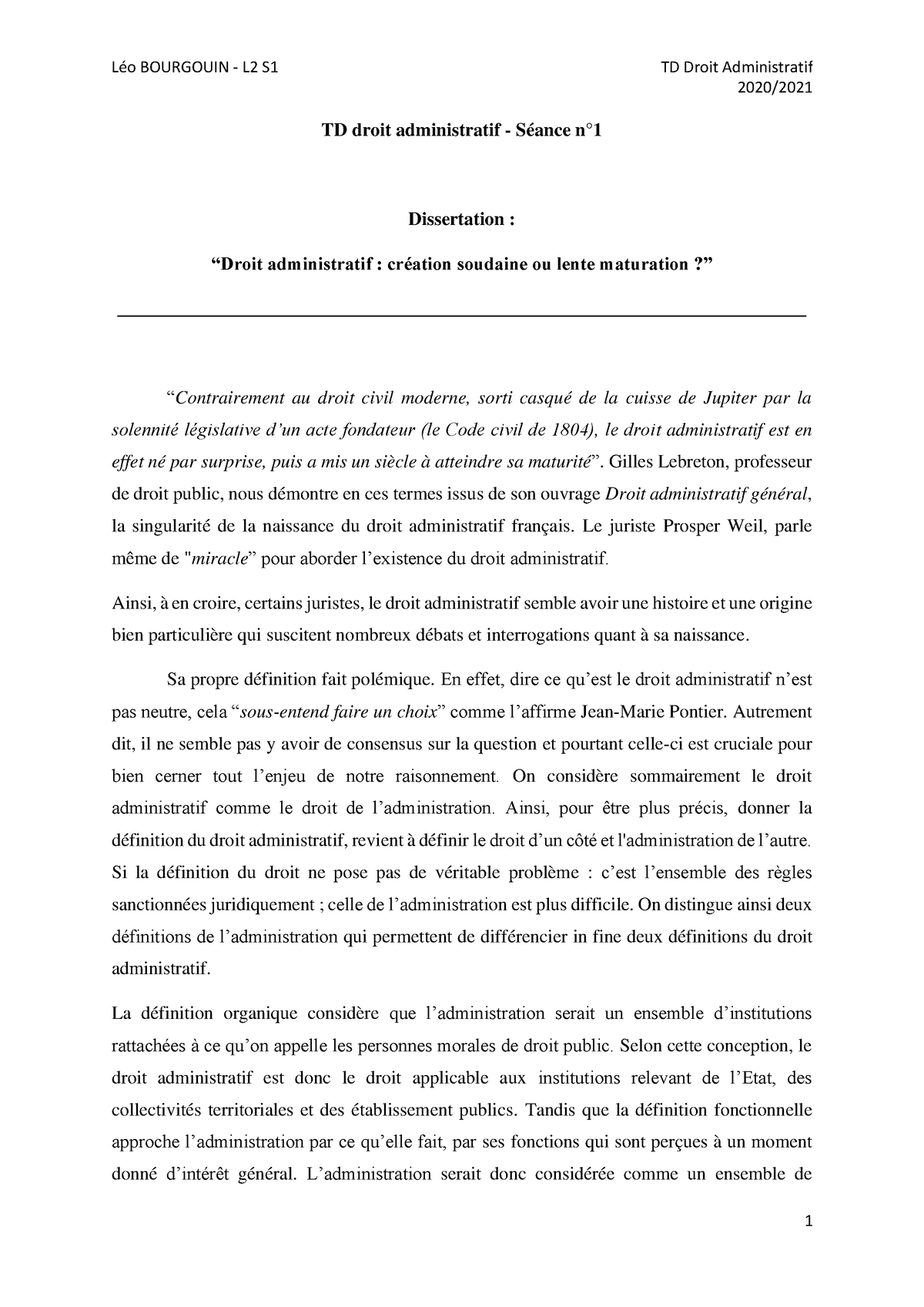 dissertation autonomie du droit administratif