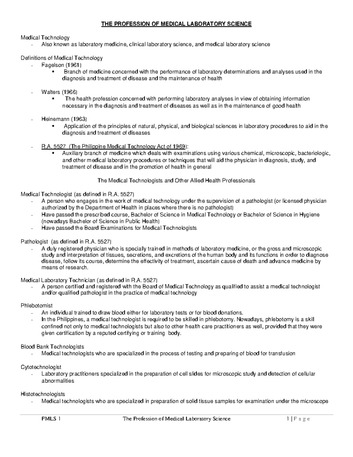 copy-of-pmls-topic-1-the-profession-of-medical-laboratory-science