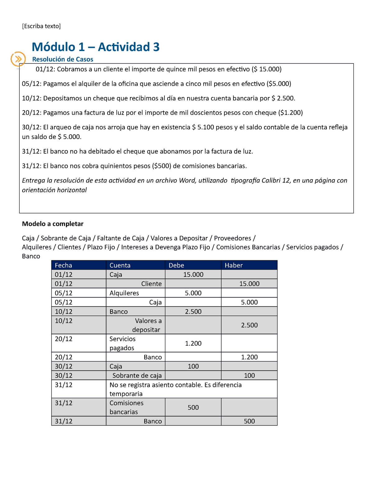 Actividad 3 M1 Contabilidad Basica Escriba Texto Módulo 1 Actividad 3 Resolución De Casos 2041