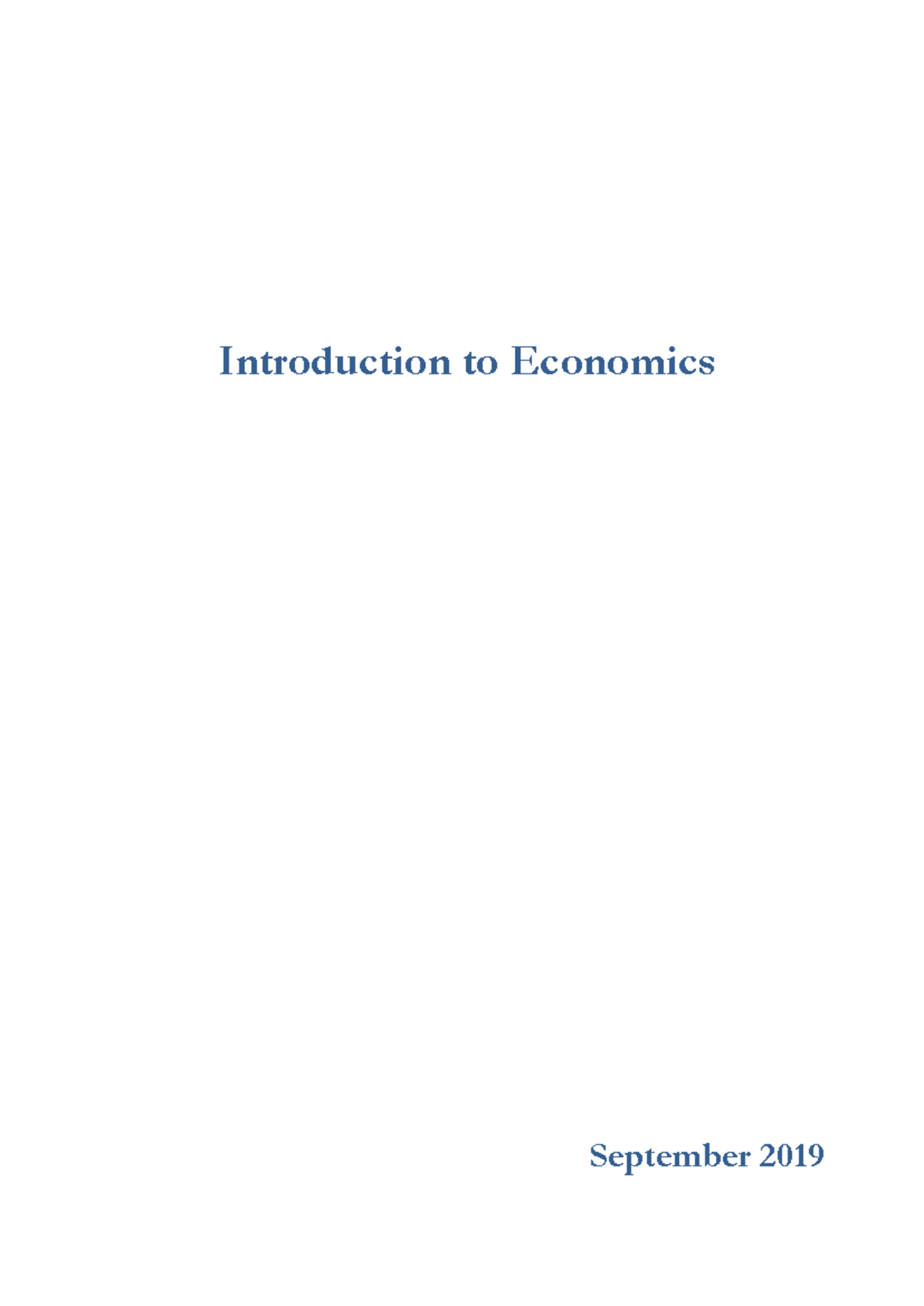 Econ Module - Introduction to Economics September 2019 ii Chapter One ...