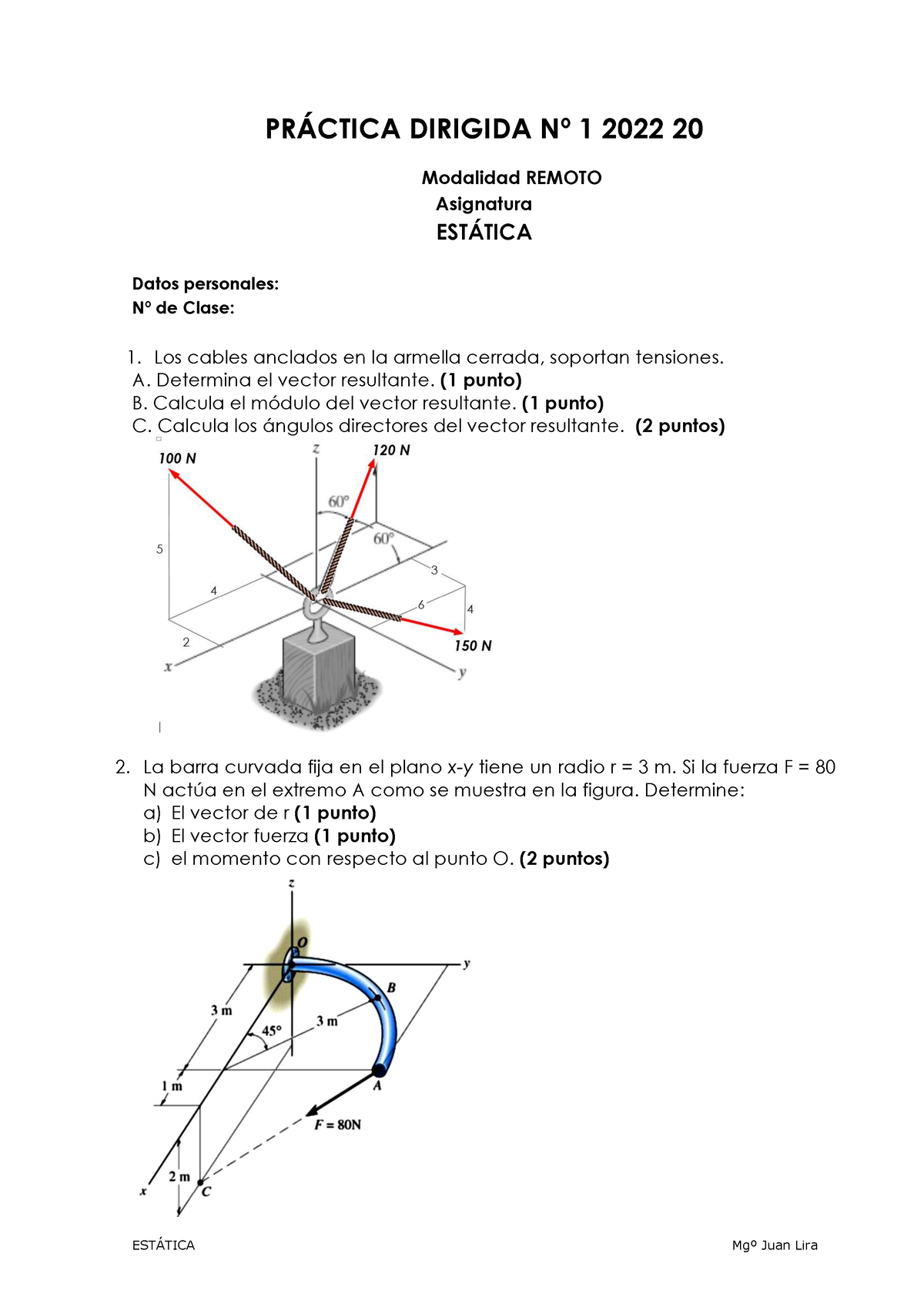 Práctica Dirigida Nº 1 Estática - PRÁCTICA DIRIGIDA Nº 1 2022 20 ...