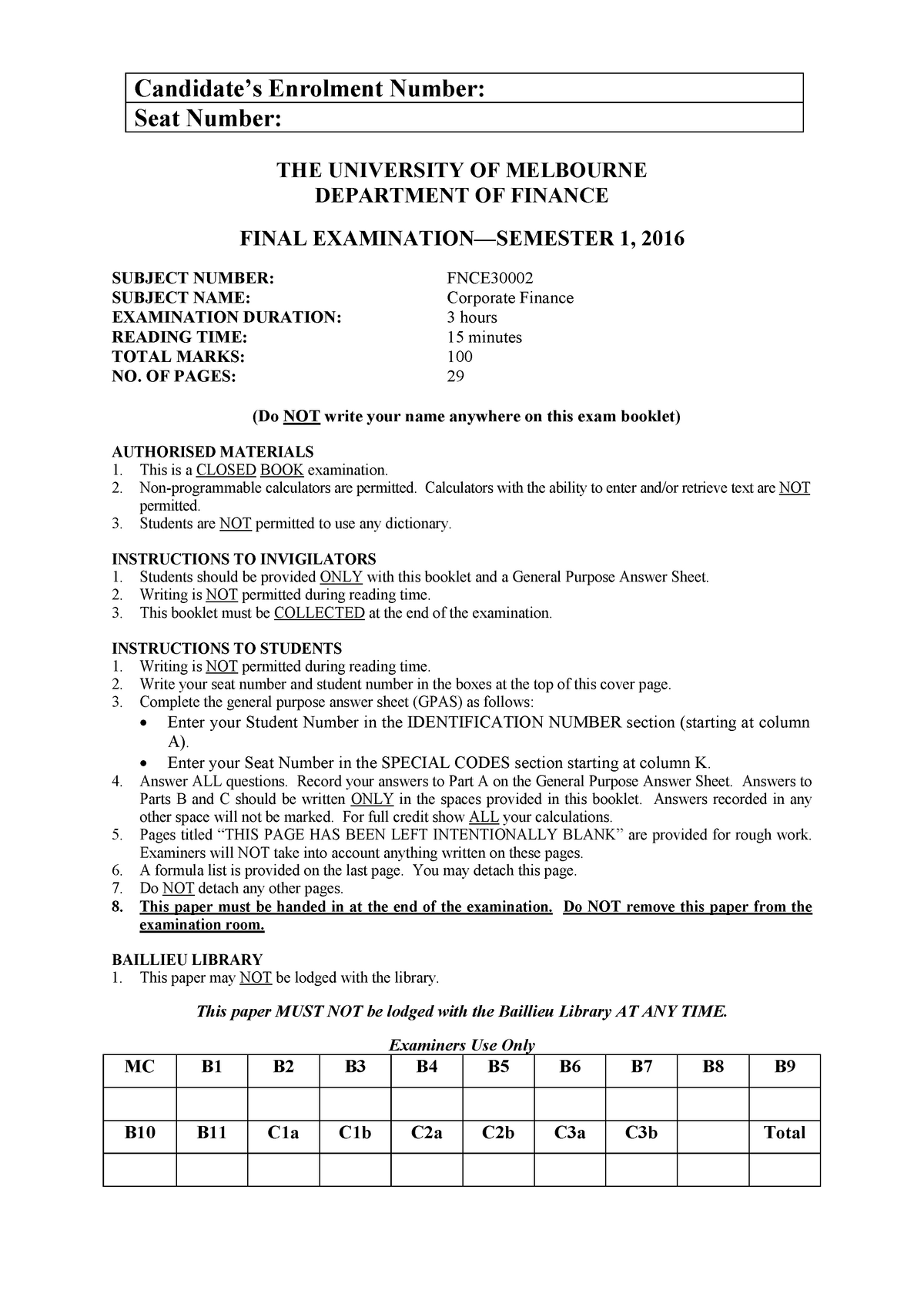 exam-2016-questions-and-answers-enrolment-number-seat-number-the-university-of-melbourne