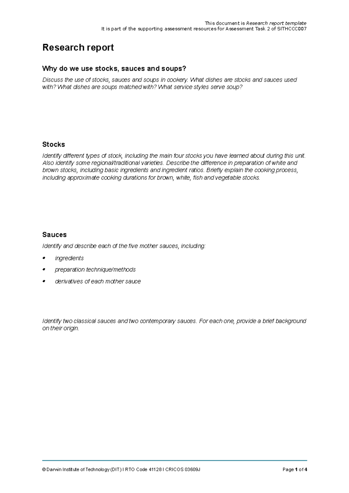 Research Report Template Research Report Why Do We Use Stocks Sauces