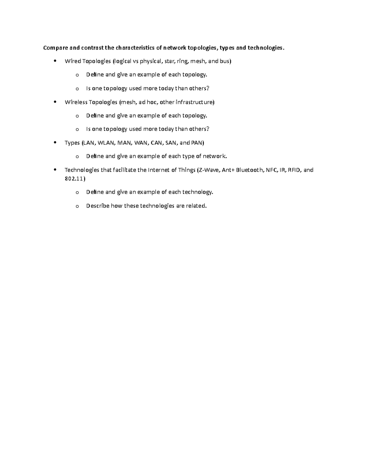 Compare and contrast the characteristics of network topologies - Wired ...